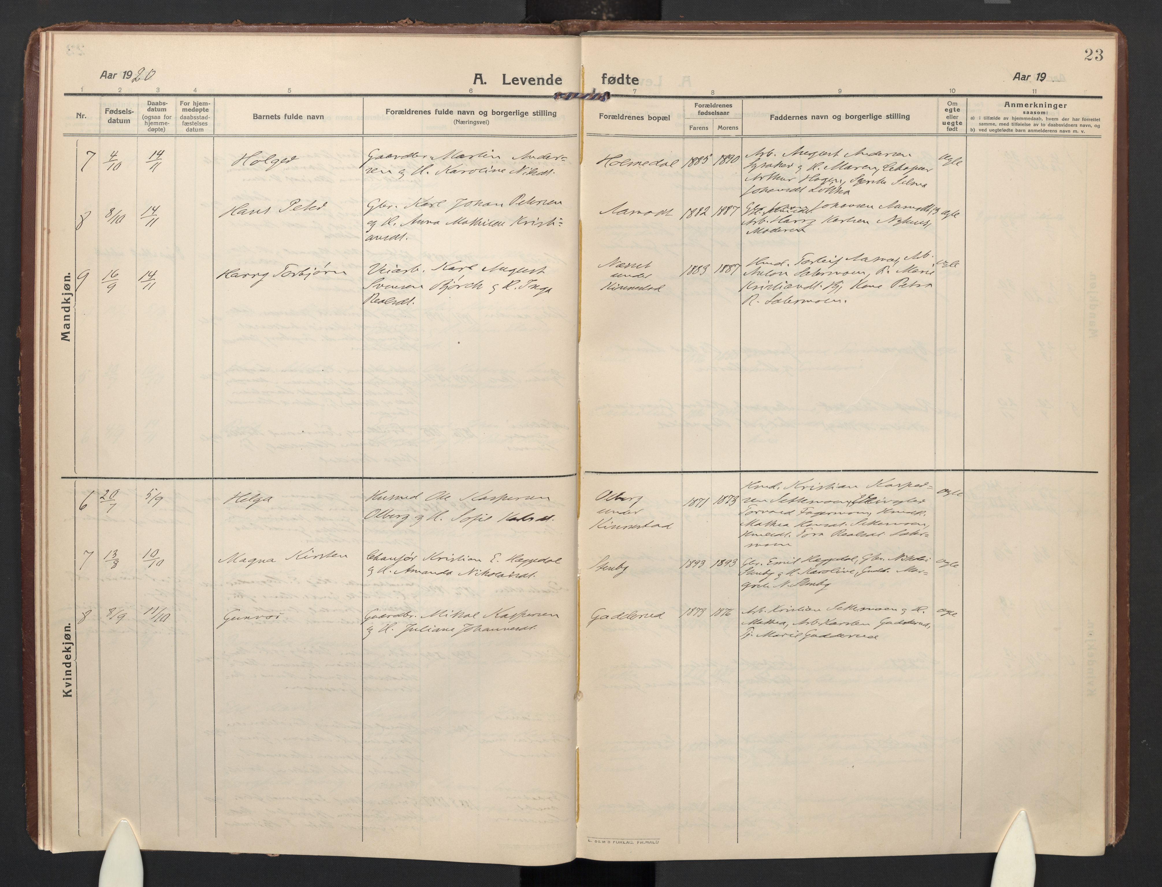 Høland prestekontor Kirkebøker, AV/SAO-A-10346a/F/Fc: Ministerialbok nr. III 4, 1912-1924, s. 23