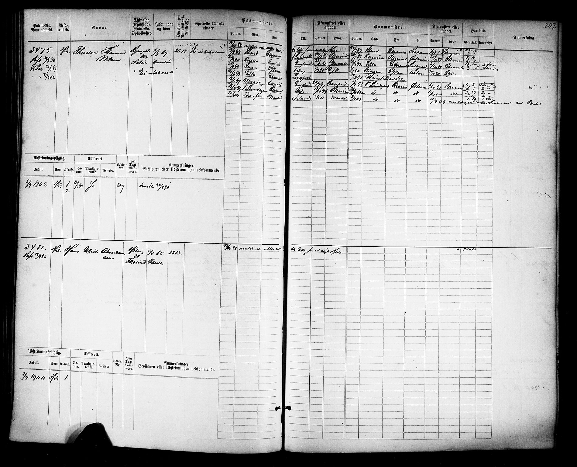 Farsund mønstringskrets, AV/SAK-2031-0017/F/Fb/L0019: Hovedrulle nr 3067-3832, Z-11, 1882-1922, s. 211