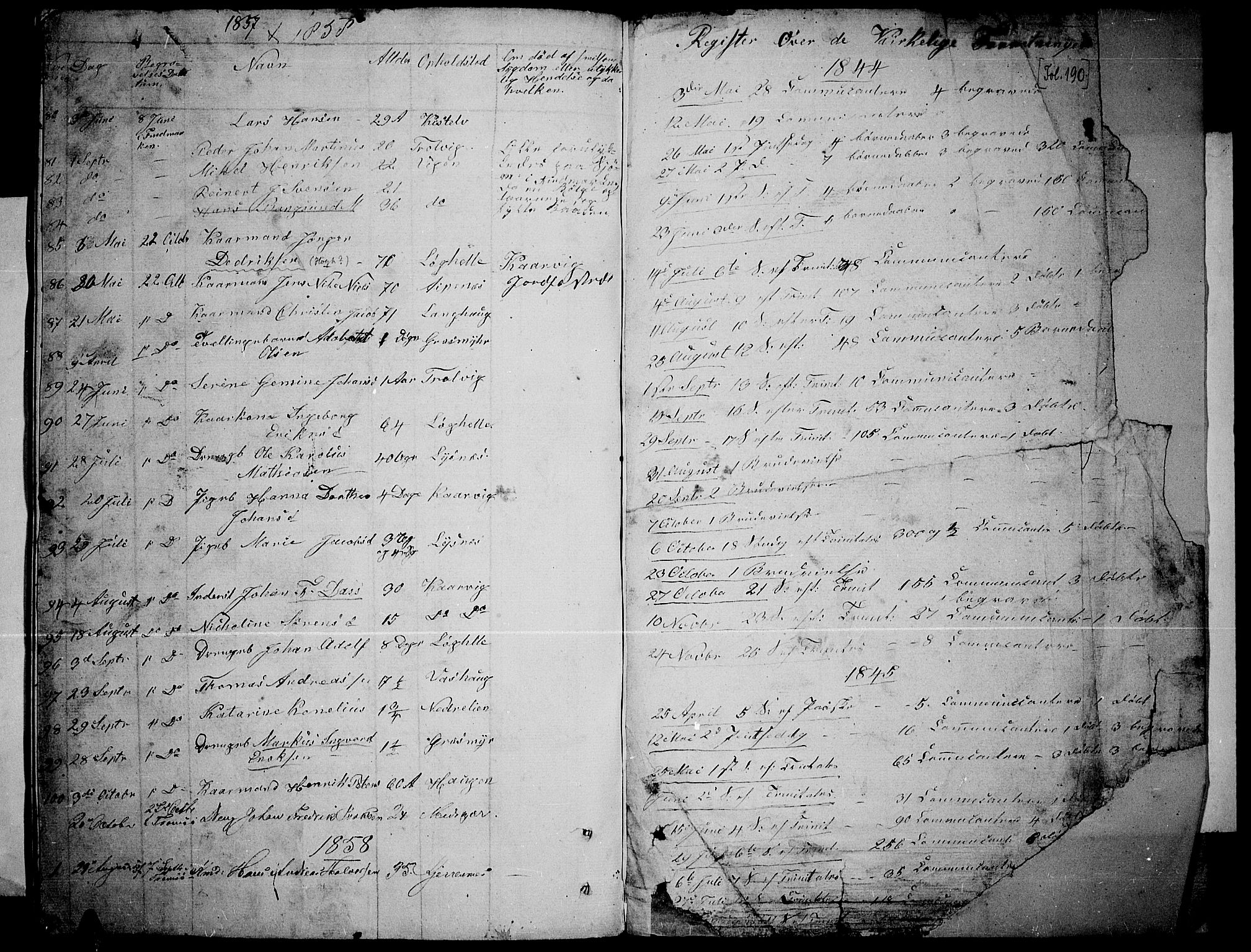 Lenvik sokneprestembete, AV/SATØ-S-1310/H/Ha/Hab/L0003klokker: Klokkerbok nr. 3, 1844-1858, s. 184