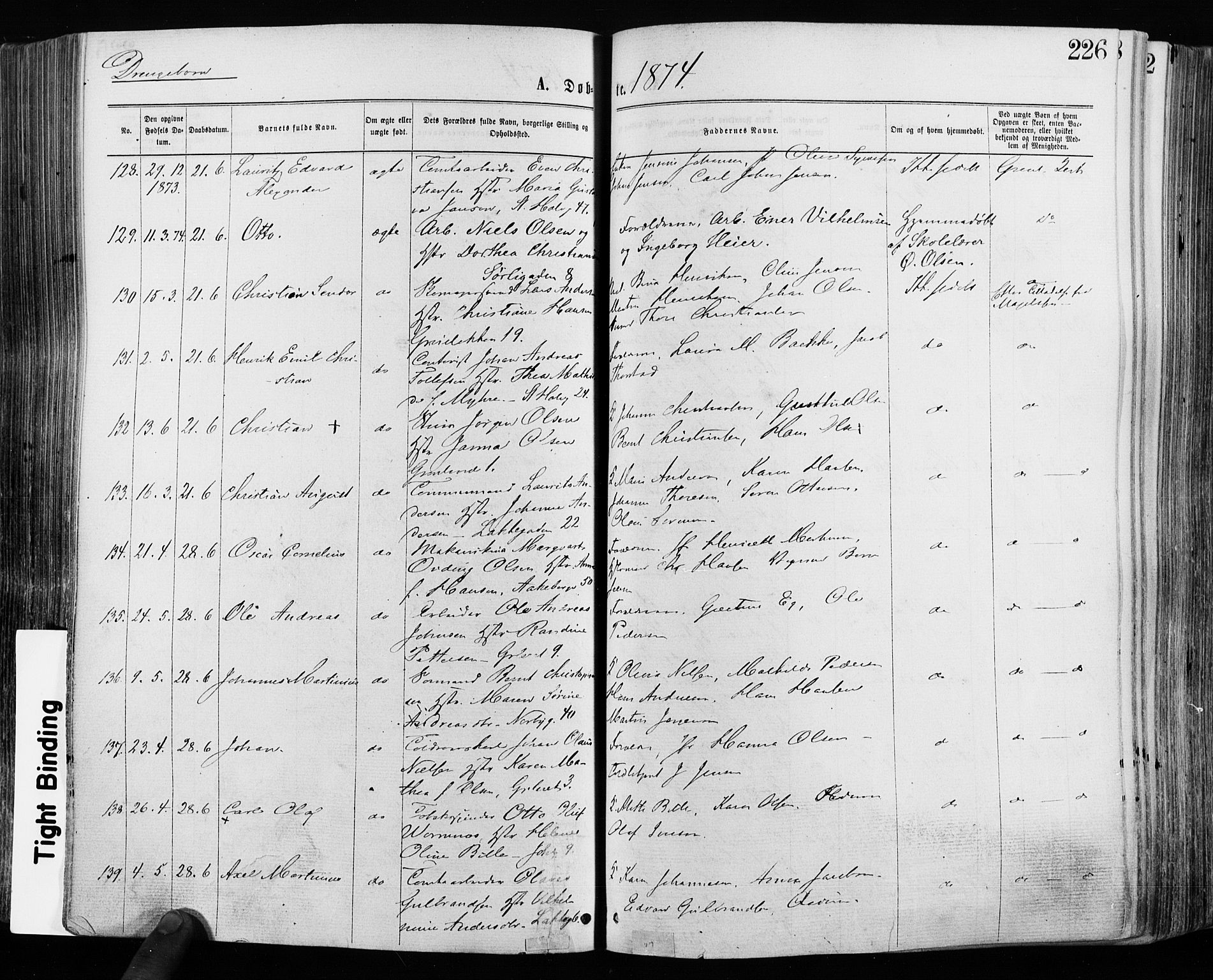 Grønland prestekontor Kirkebøker, SAO/A-10848/F/Fa/L0004: Ministerialbok nr. 4, 1869-1880, s. 226