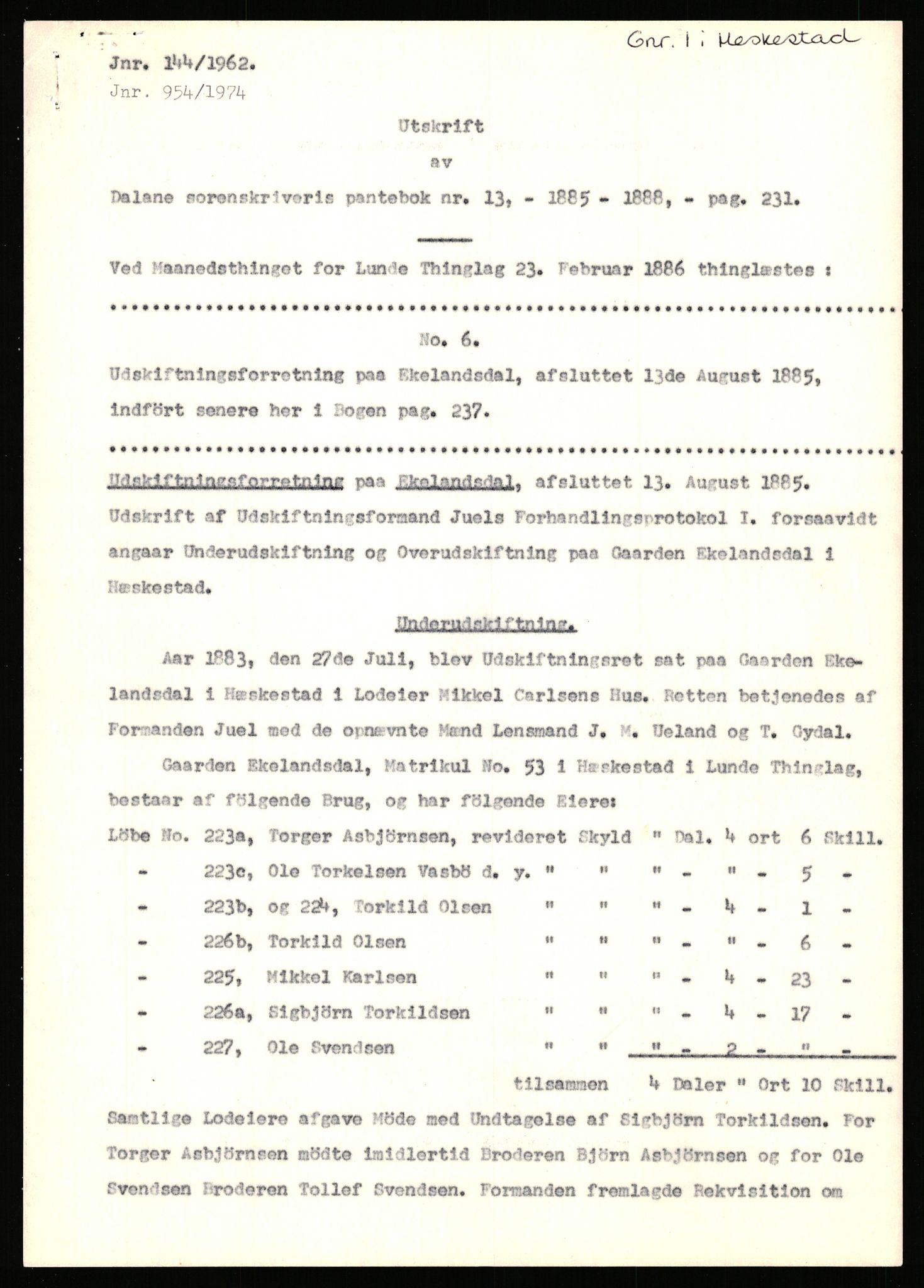 Statsarkivet i Stavanger, AV/SAST-A-101971/03/Y/Yj/L0017: Avskrifter sortert etter gårdsnavn: Eigeland østre - Elve, 1750-1930, s. 113