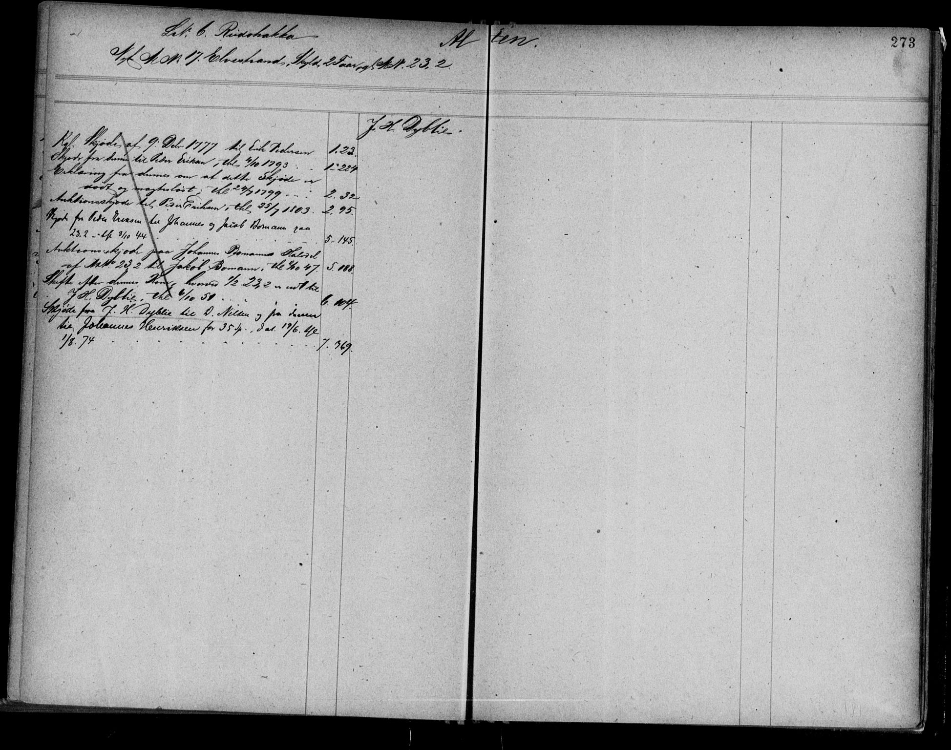 Alta fogderi/sorenskriveri, AV/SATØ-SATØ-5/1/K/Kb/Kba/L0006pantereg: Panteregister nr. 6, 1776, s. 273