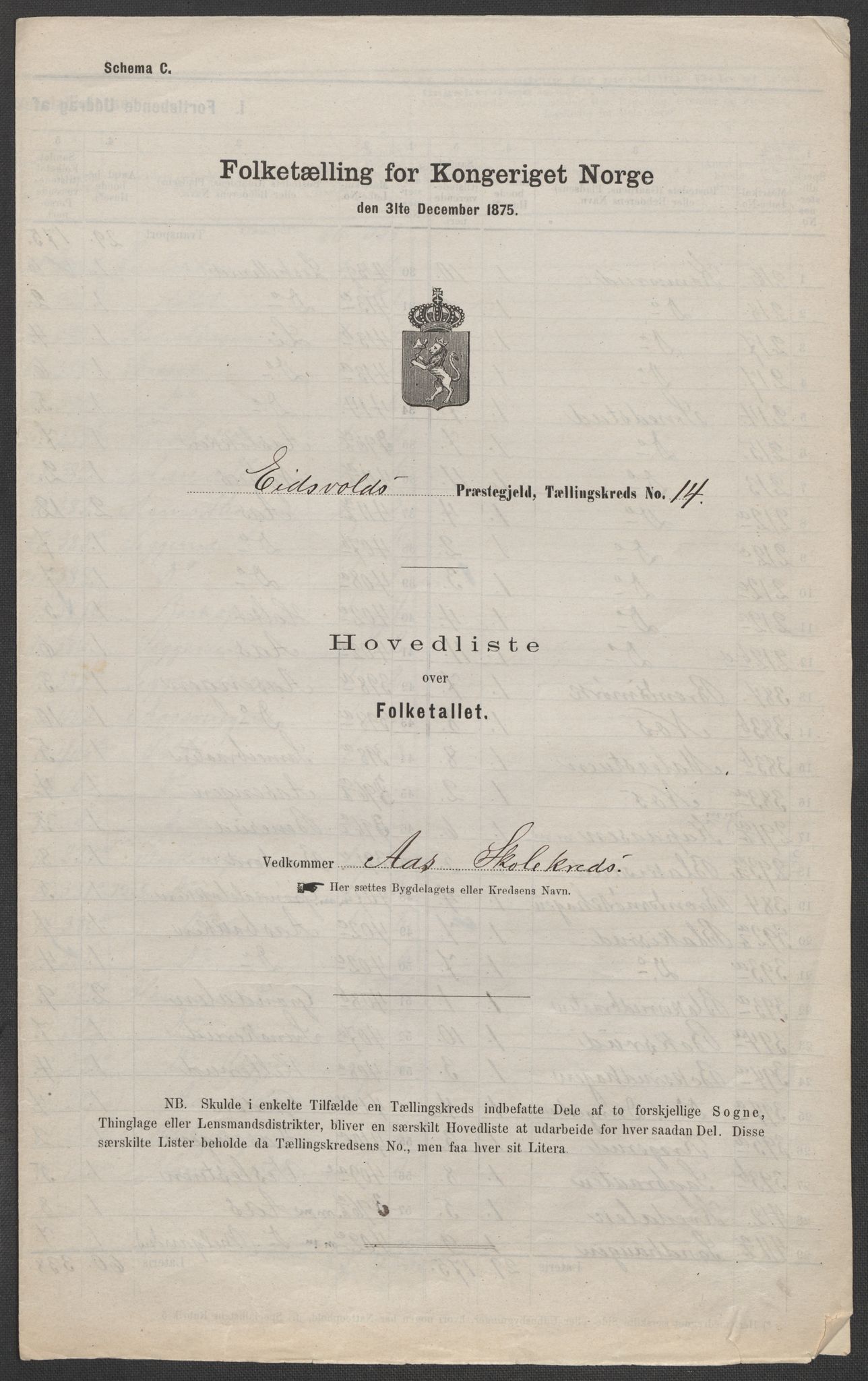 RA, Folketelling 1875 for 0237P Eidsvoll prestegjeld, 1875, s. 58