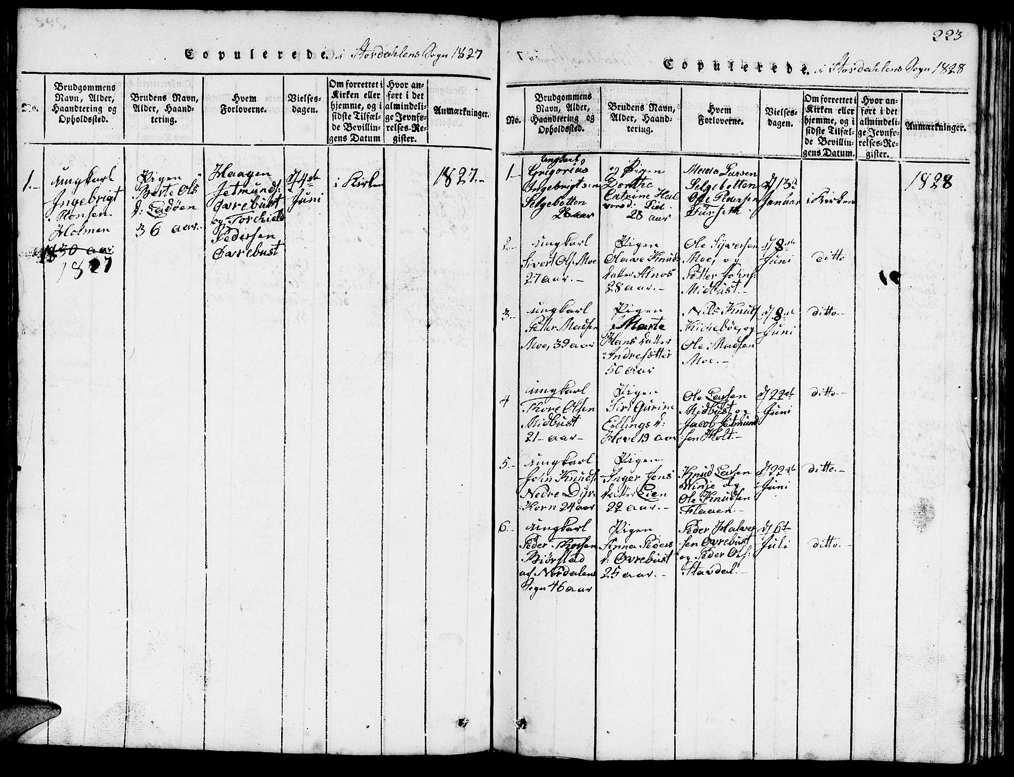 Ministerialprotokoller, klokkerbøker og fødselsregistre - Møre og Romsdal, SAT/A-1454/520/L0289: Klokkerbok nr. 520C01, 1817-1837, s. 223