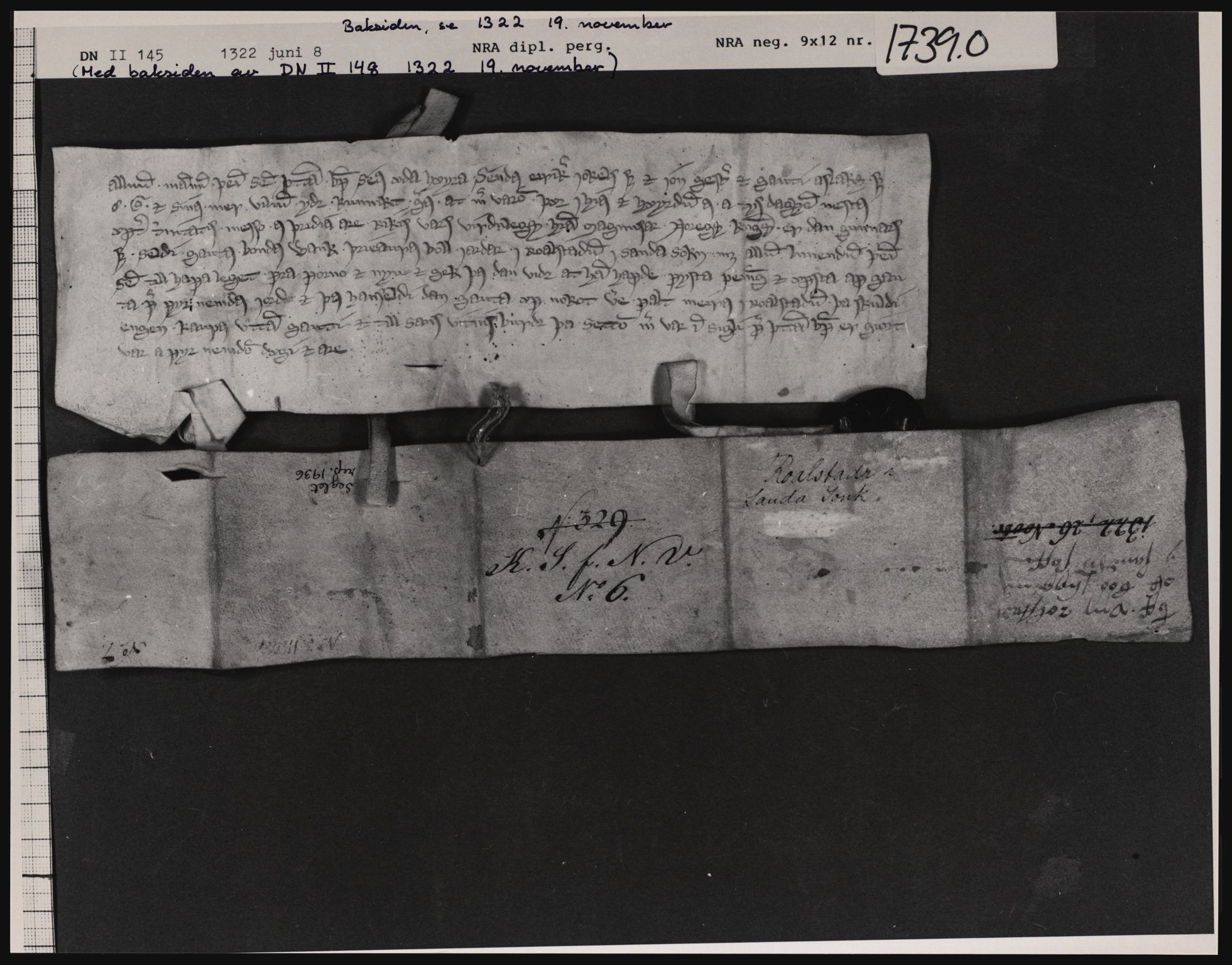 Riksarkivets diplomsamling, AV/RA-EA-5965/F01/F01a/L0015: Dokumenter, 1322-1323, s. 1