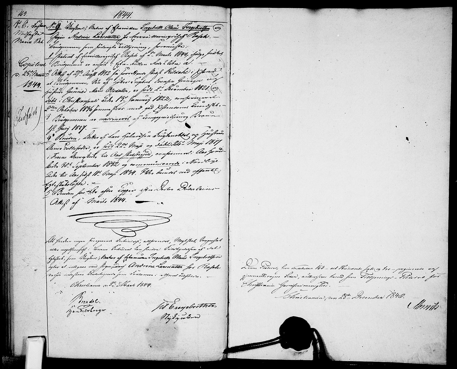 Garnisonsmenigheten Kirkebøker, AV/SAO-A-10846/H/Ha/L0004: Lysningsprotokoll nr. I 4, 1840-1844, s. 163-164