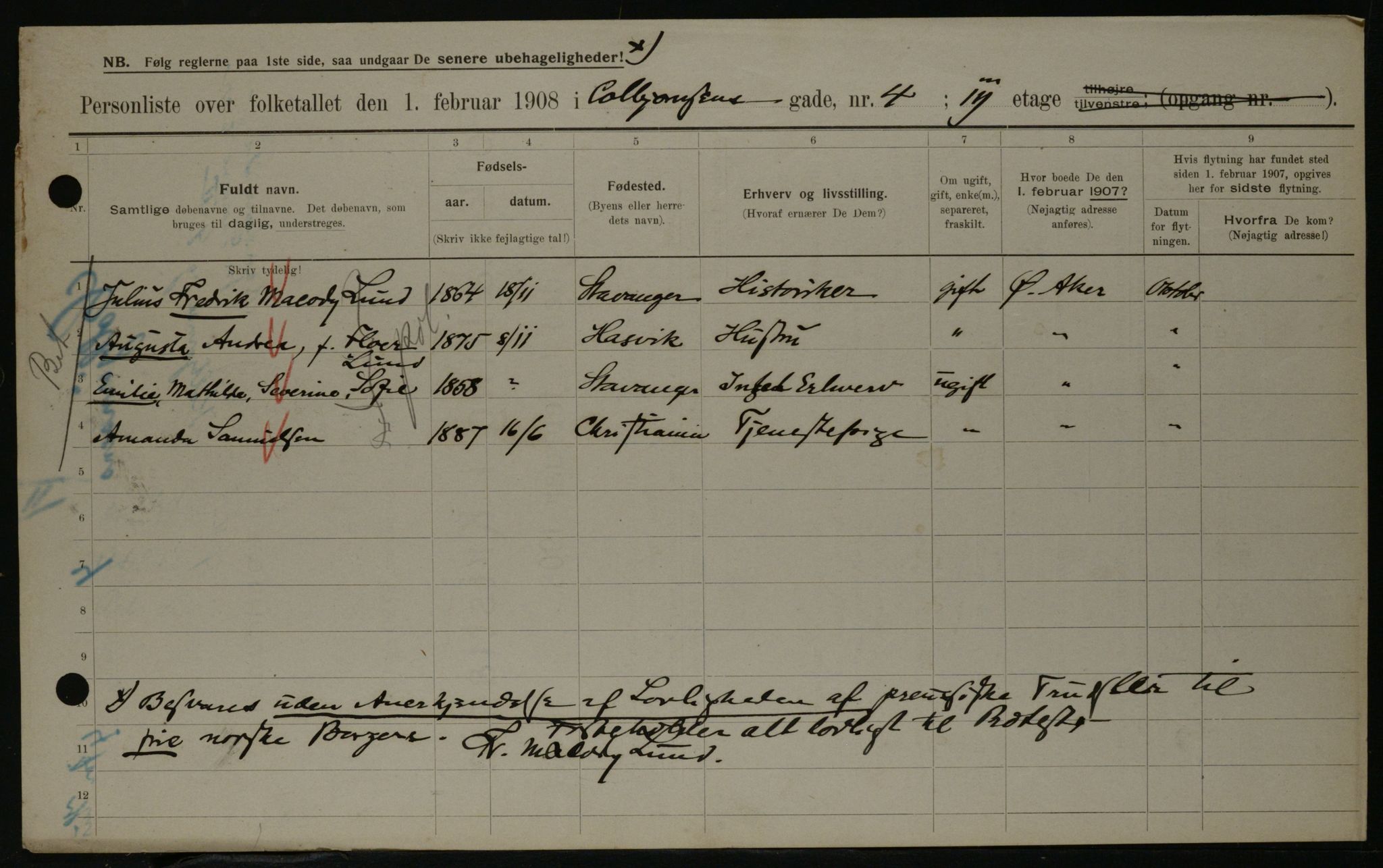OBA, Kommunal folketelling 1.2.1908 for Kristiania kjøpstad, 1908, s. 12097