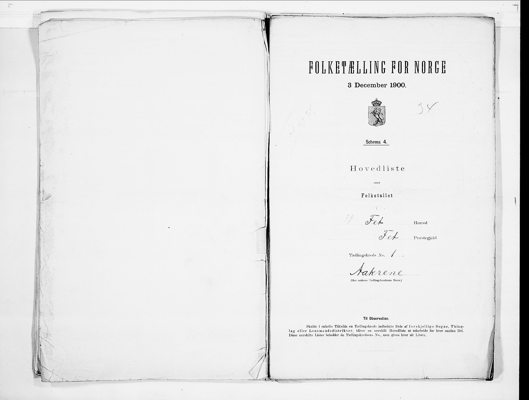 SAO, Folketelling 1900 for 0227 Fet herred, 1900, s. 4
