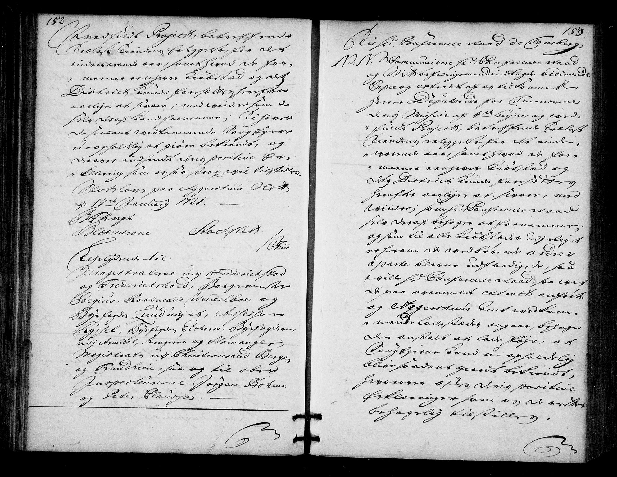 Stattholderembetet 1572-1771, AV/RA-EA-2870/Bd/L0013: Ordreprotokoll, 1720-1722, s. 152-153