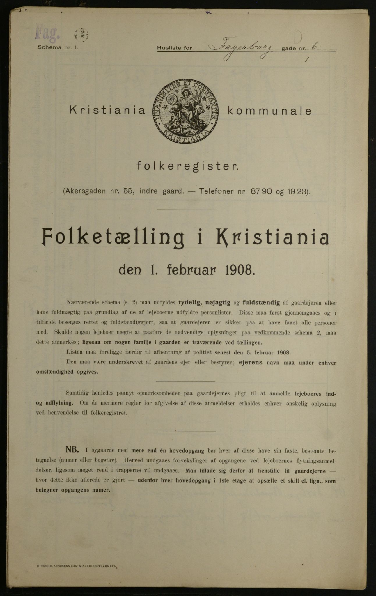 OBA, Kommunal folketelling 1.2.1908 for Kristiania kjøpstad, 1908, s. 20863