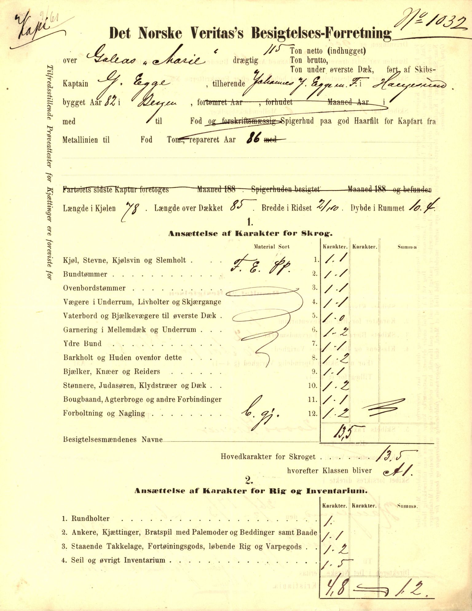Pa 63 - Østlandske skibsassuranceforening, VEMU/A-1079/G/Ga/L0022/0008: Havaridokumenter / Magna av Haugesund, Marie, Mars, Mary, Mizpa, 1888, s. 11