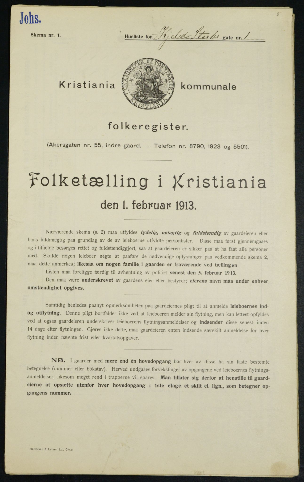 OBA, Kommunal folketelling 1.2.1913 for Kristiania, 1913, s. 51203