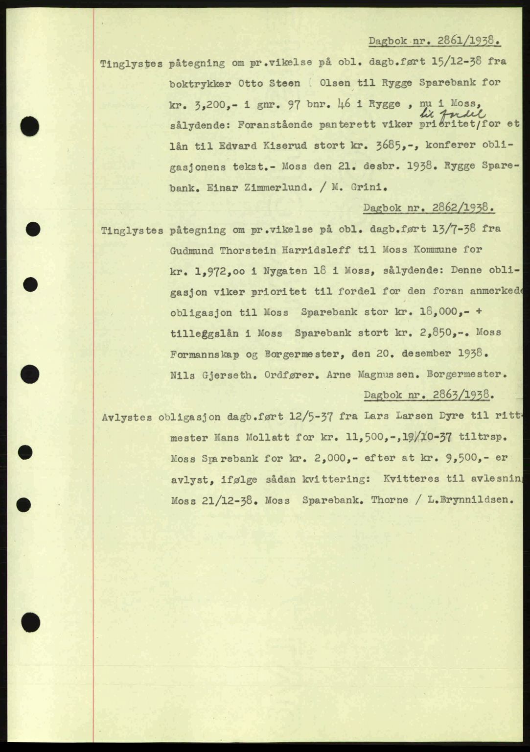 Moss sorenskriveri, SAO/A-10168: Pantebok nr. B6, 1938-1938, Dagboknr: 2861/1938