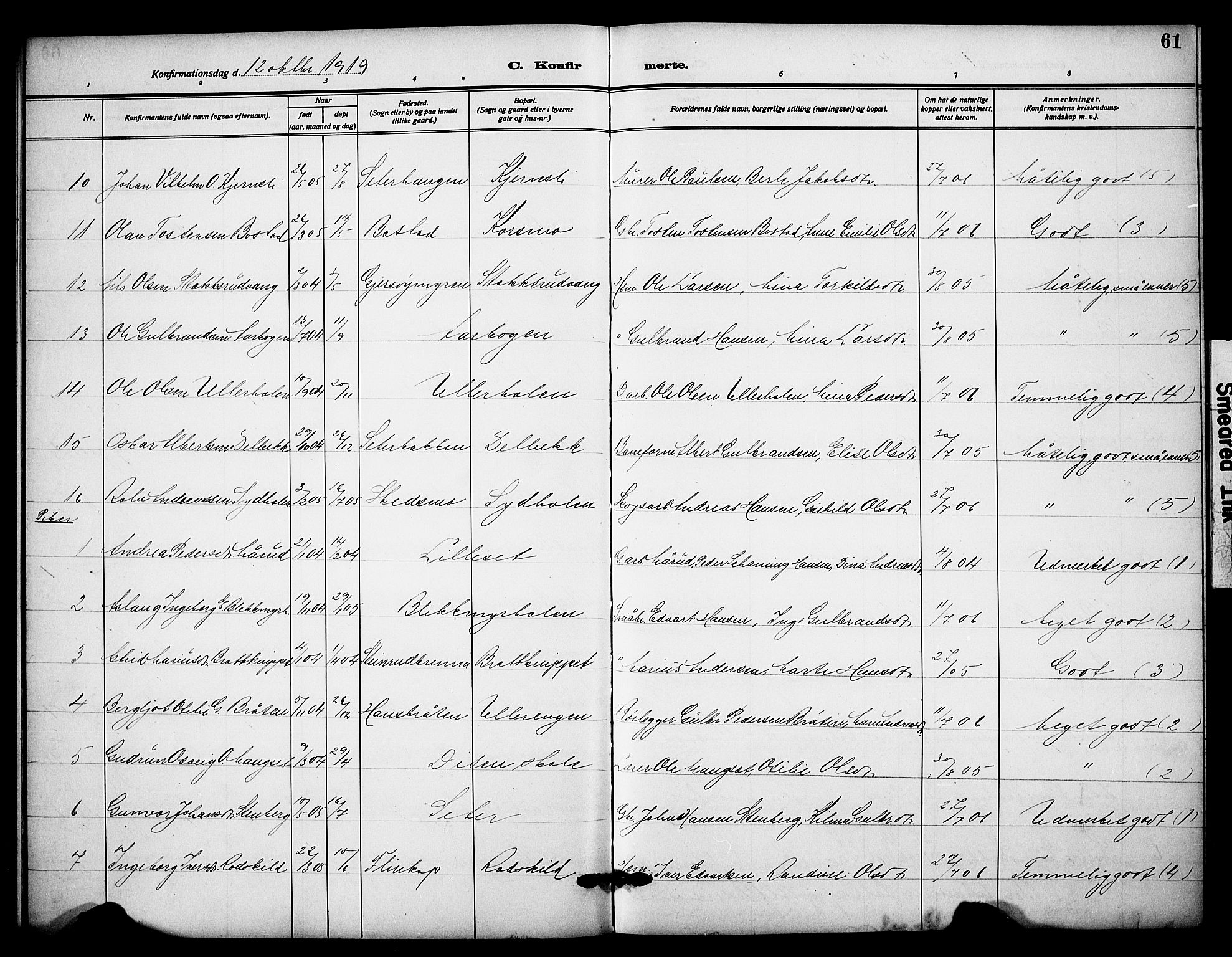 Sør-Odal prestekontor, AV/SAH-PREST-030/H/Ha/Hab/L0009: Klokkerbok nr. 9, 1915-1927, s. 61