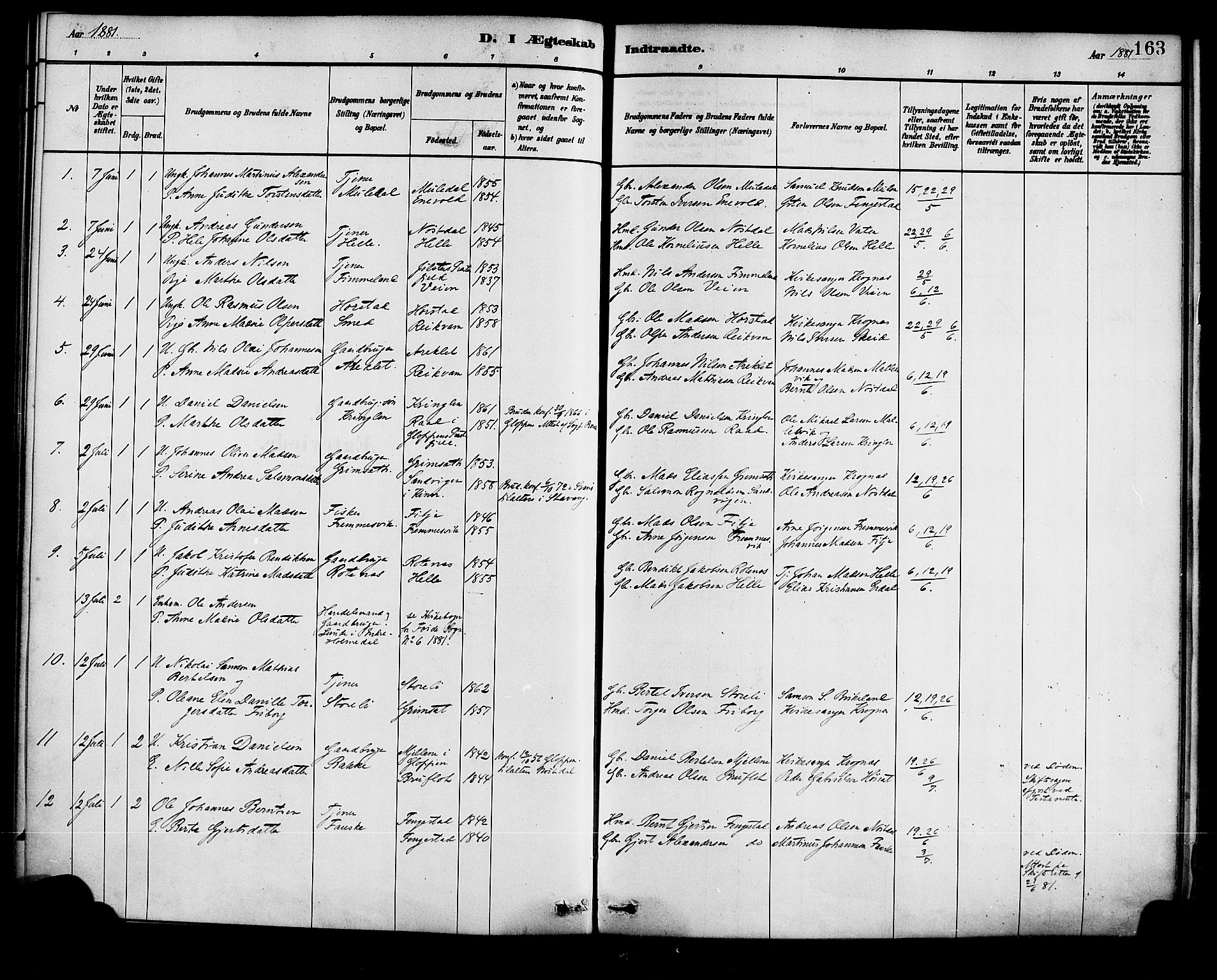 Førde sokneprestembete, AV/SAB-A-79901/H/Haa/Haad/L0001: Ministerialbok nr. D 1, 1881-1898, s. 163