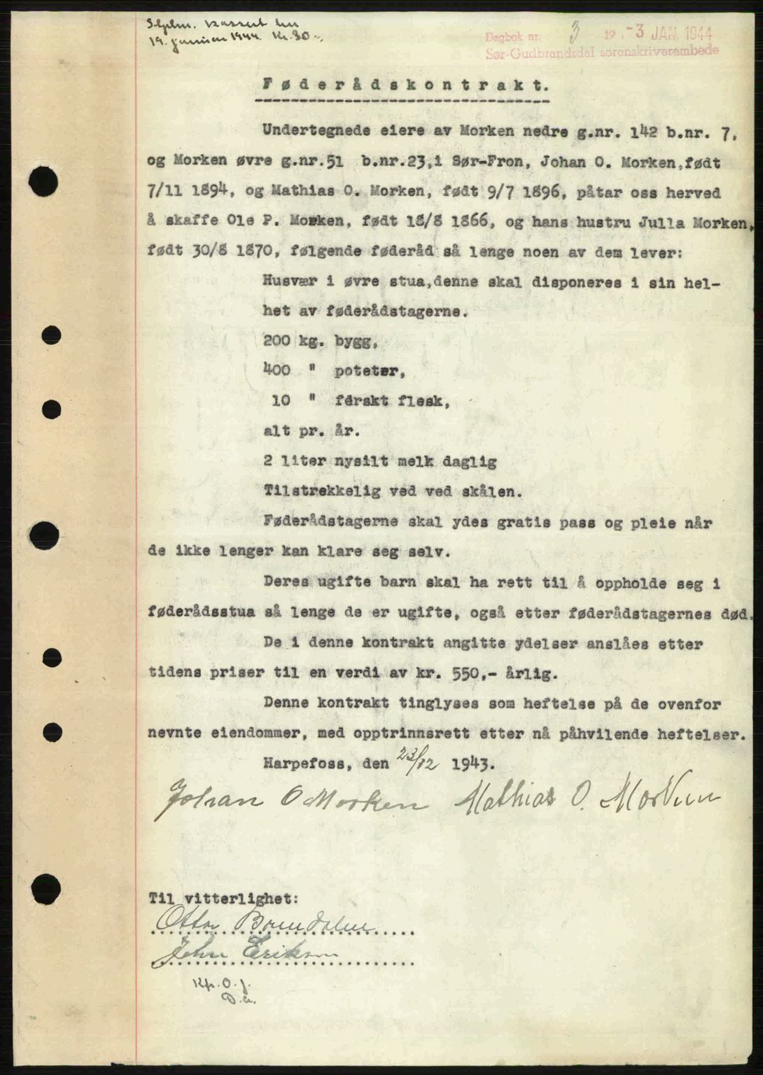 Sør-Gudbrandsdal tingrett, SAH/TING-004/H/Hb/Hbe/L0003: Pantebok nr. B3, 1943-1948, Dagboknr: 3/1944