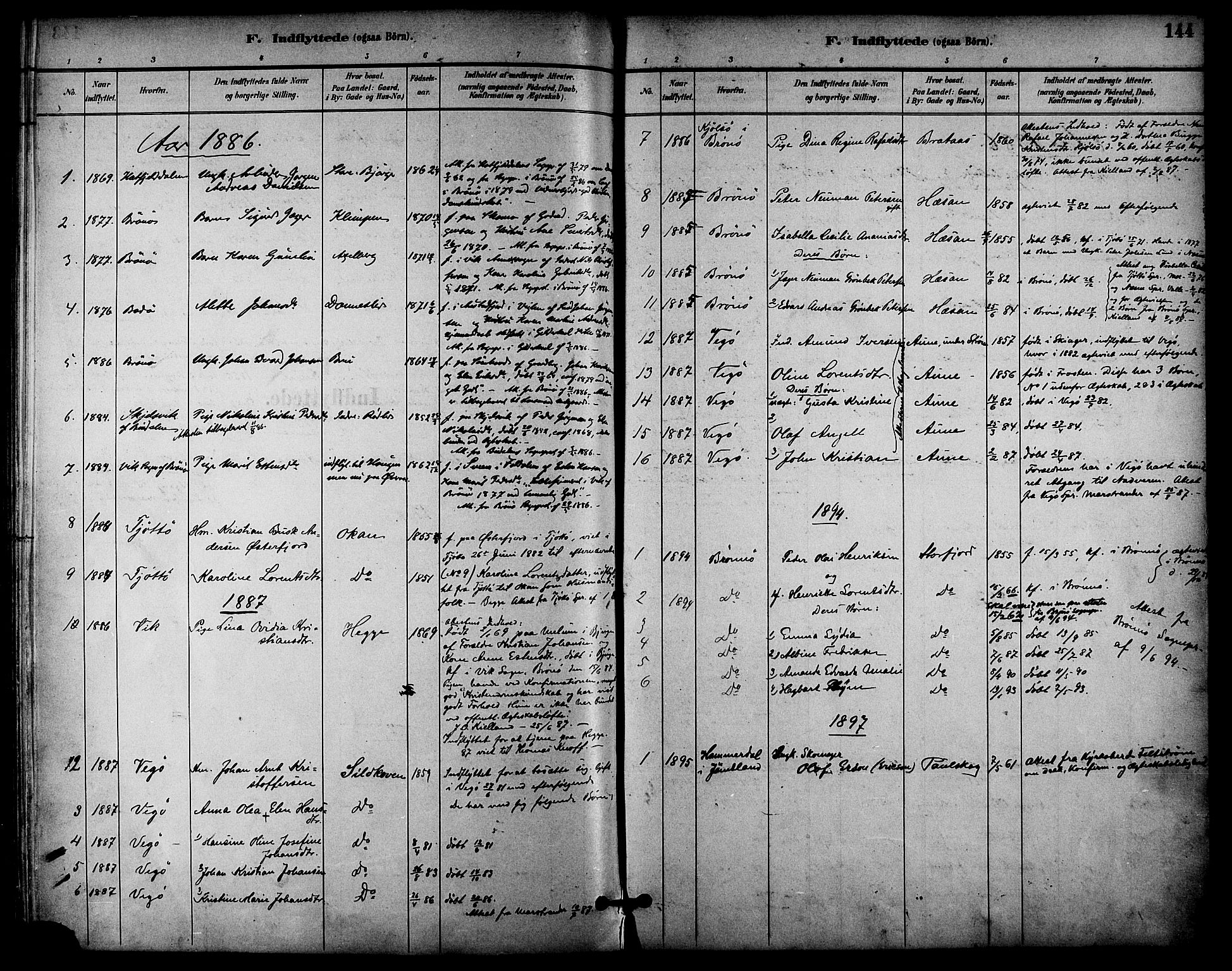 Ministerialprotokoller, klokkerbøker og fødselsregistre - Nordland, SAT/A-1459/814/L0226: Ministerialbok nr. 814A07, 1886-1898, s. 144