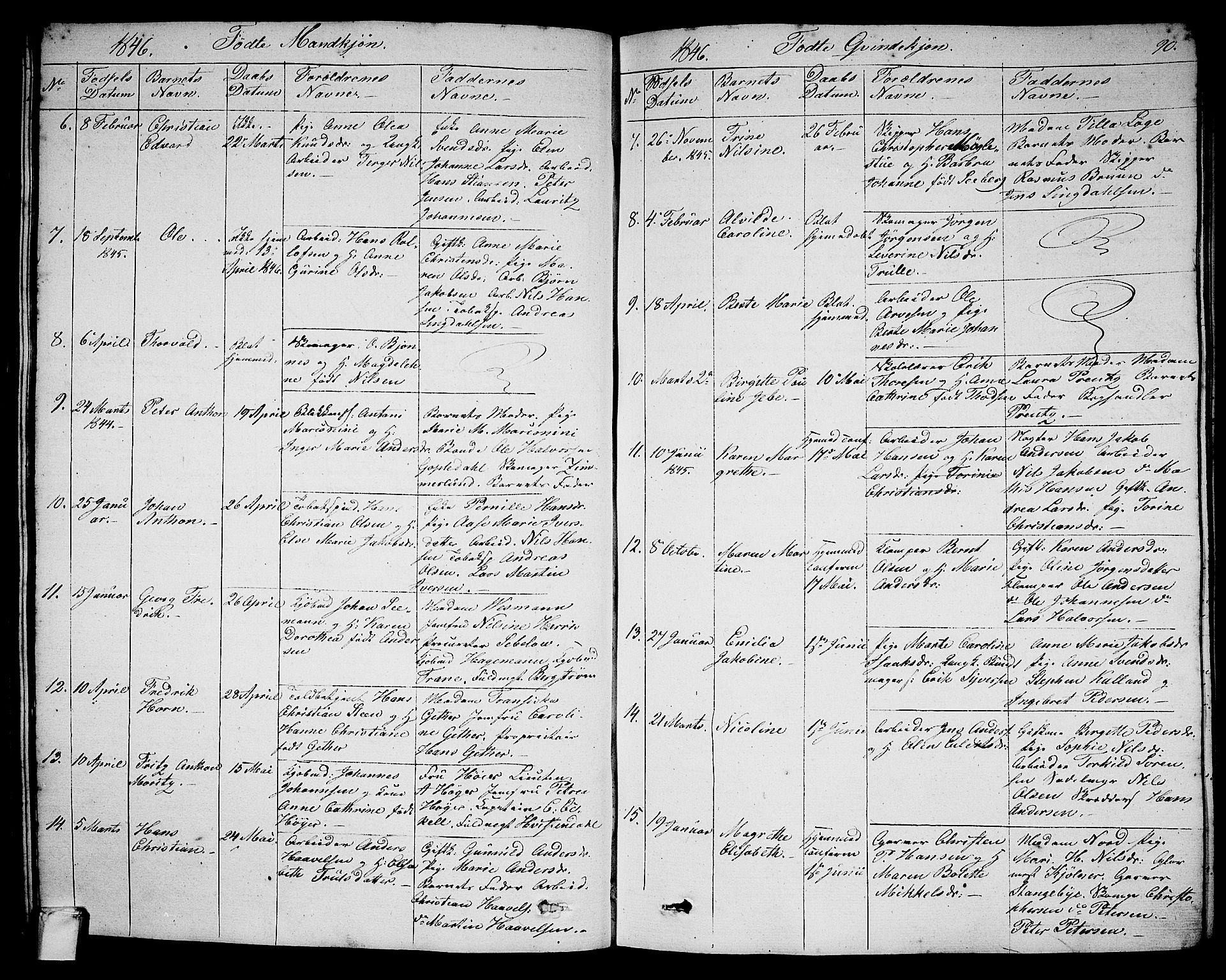 Larvik kirkebøker, AV/SAKO-A-352/G/Ga/L0003a: Klokkerbok nr. I 3A, 1830-1870, s. 90