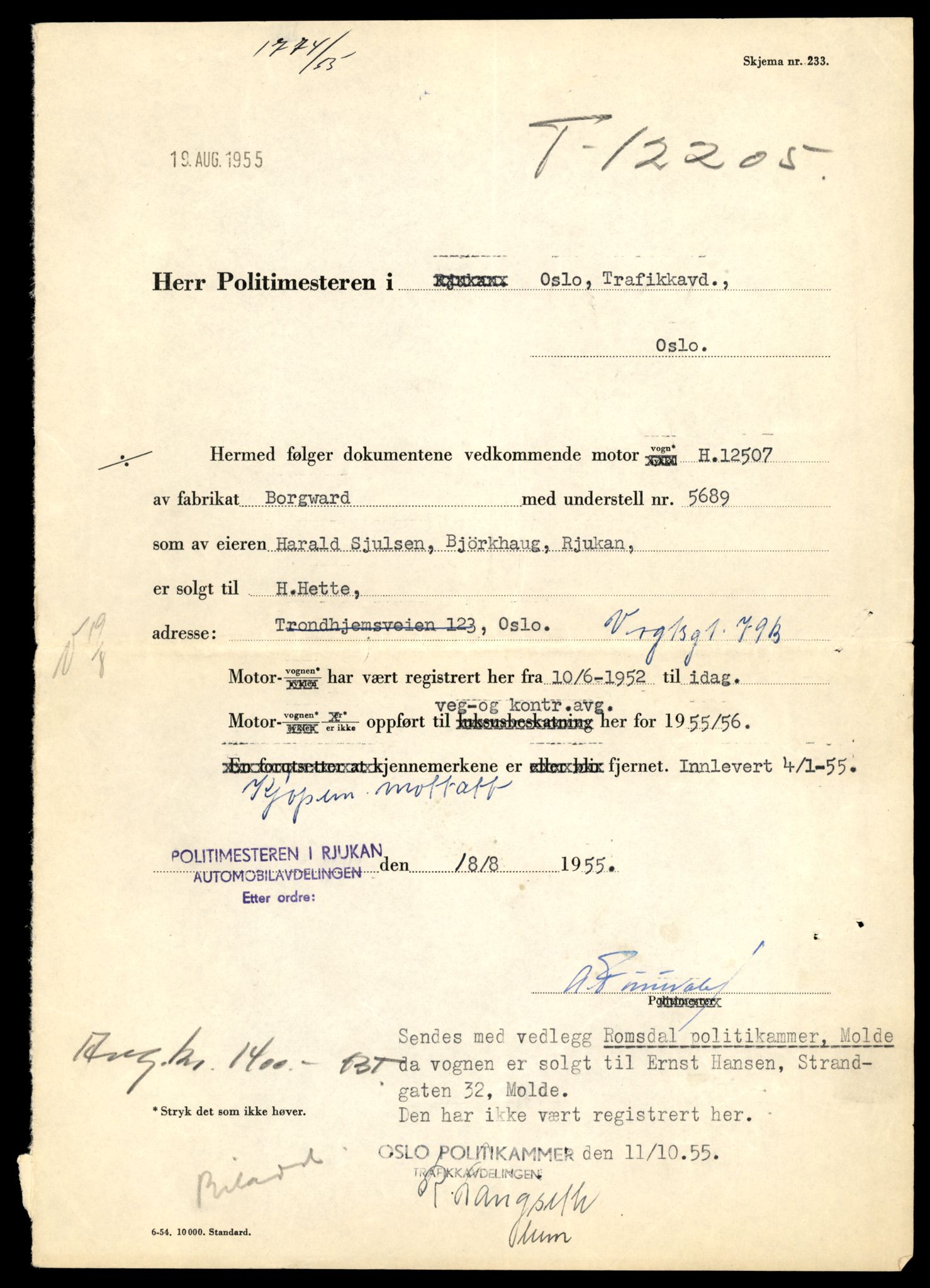Møre og Romsdal vegkontor - Ålesund trafikkstasjon, AV/SAT-A-4099/F/Fe/L0033: Registreringskort for kjøretøy T 12151 - T 12474, 1927-1998, s. 1403
