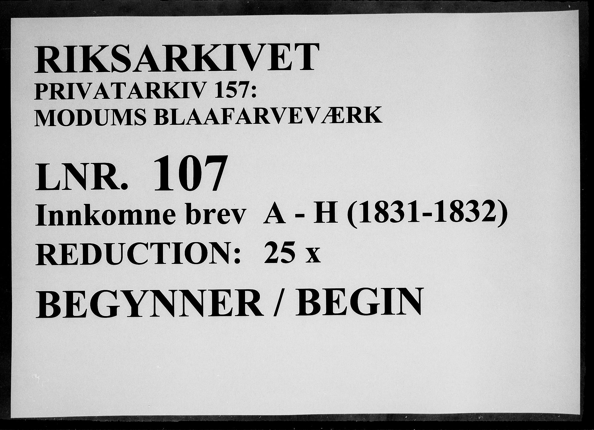 Modums Blaafarveværk, AV/RA-PA-0157/G/Gb/L0107/0001: -- / Innkomne brev A - H, 1831-1832, s. 1