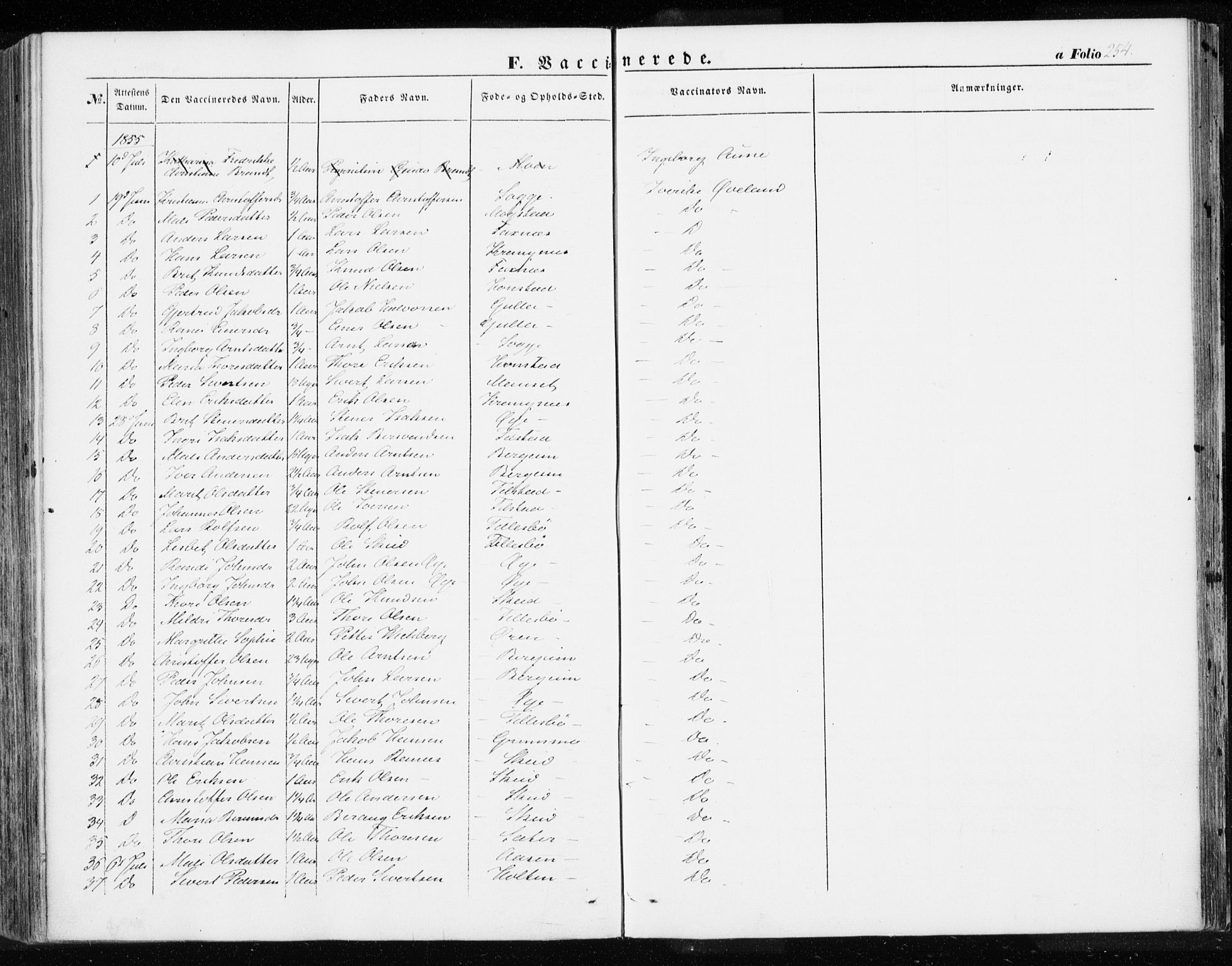 Ministerialprotokoller, klokkerbøker og fødselsregistre - Møre og Romsdal, SAT/A-1454/595/L1044: Ministerialbok nr. 595A06, 1852-1863, s. 254