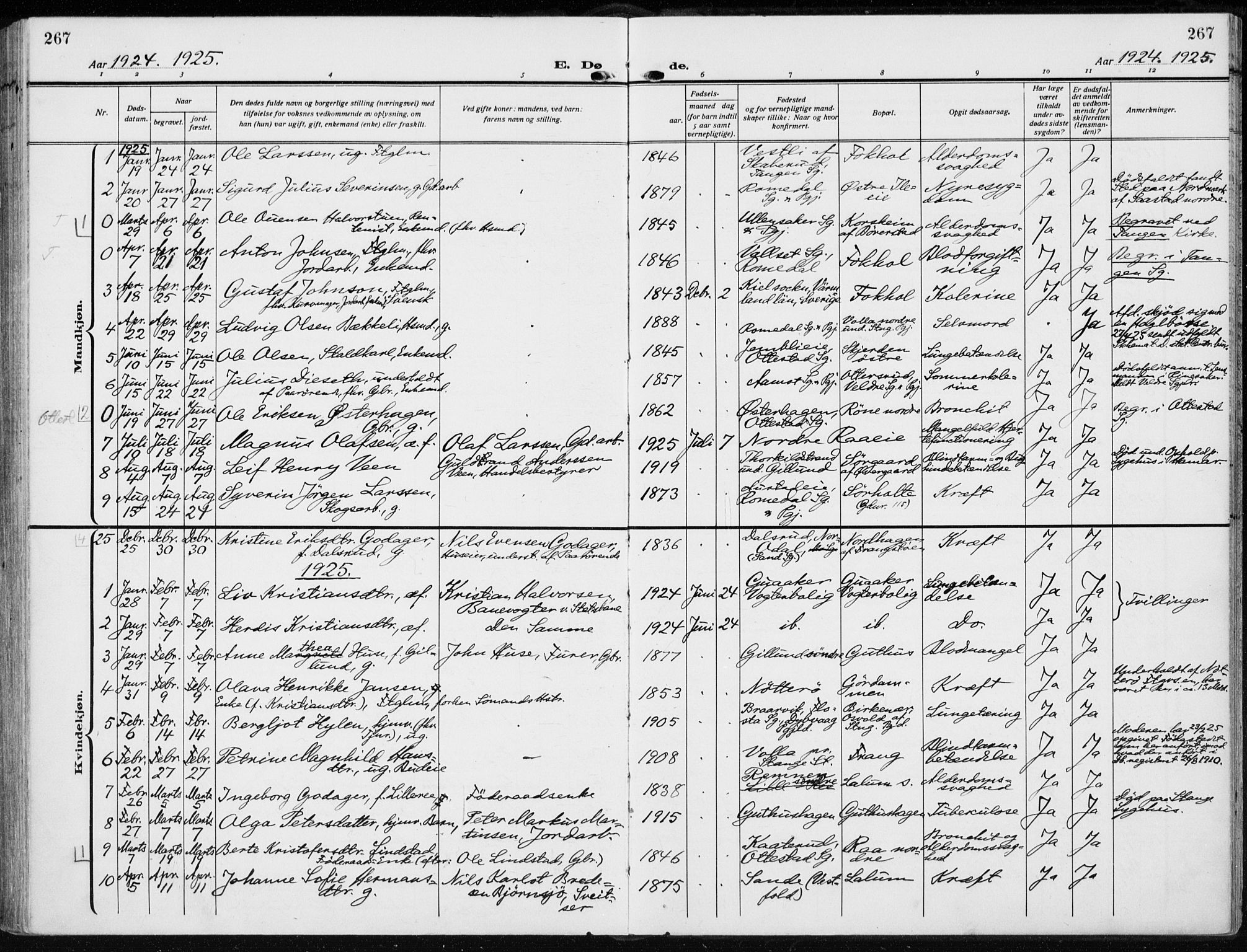 Stange prestekontor, AV/SAH-PREST-002/K/L0026: Ministerialbok nr. 26, 1923-1937, s. 267