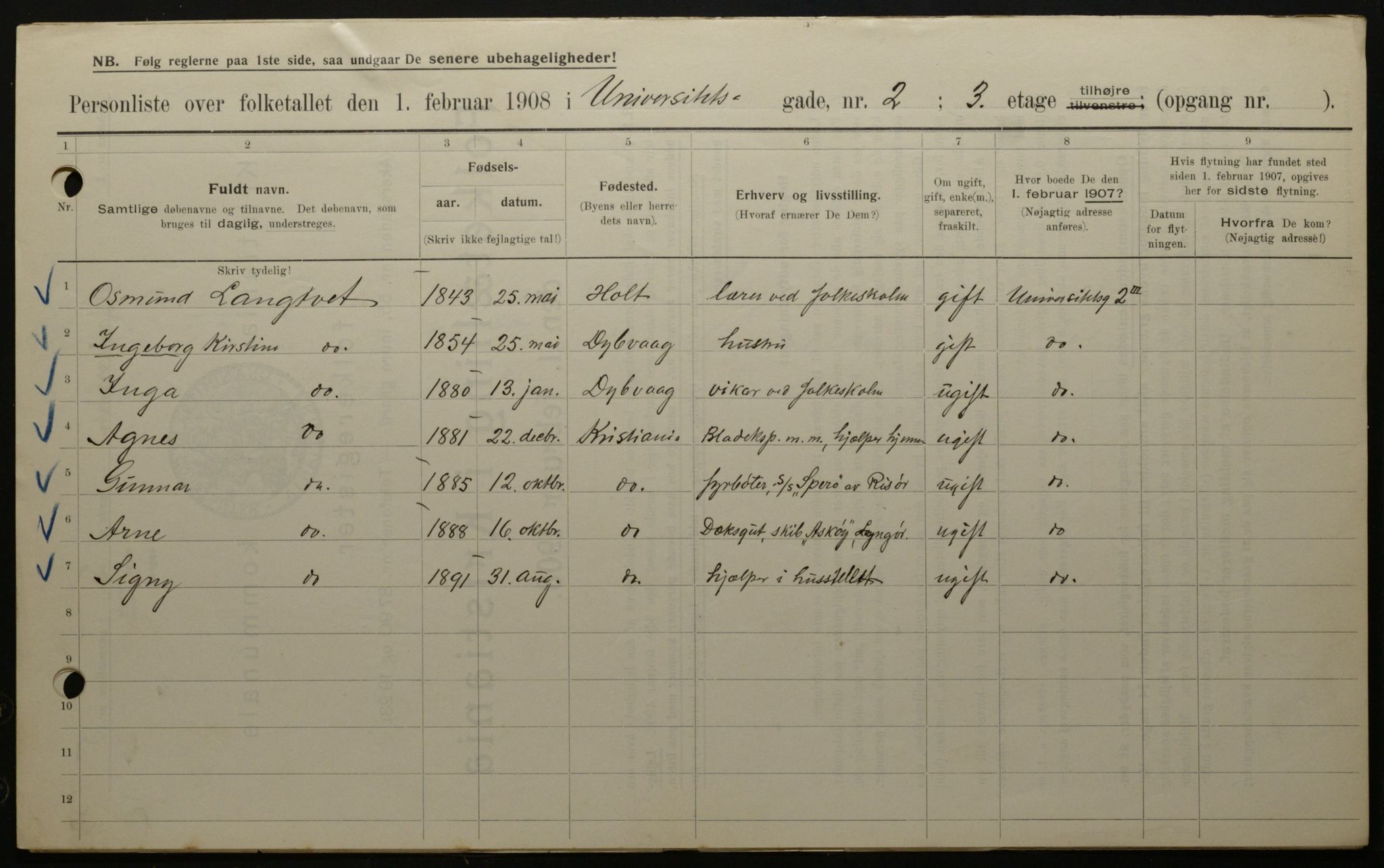 OBA, Kommunal folketelling 1.2.1908 for Kristiania kjøpstad, 1908, s. 107651
