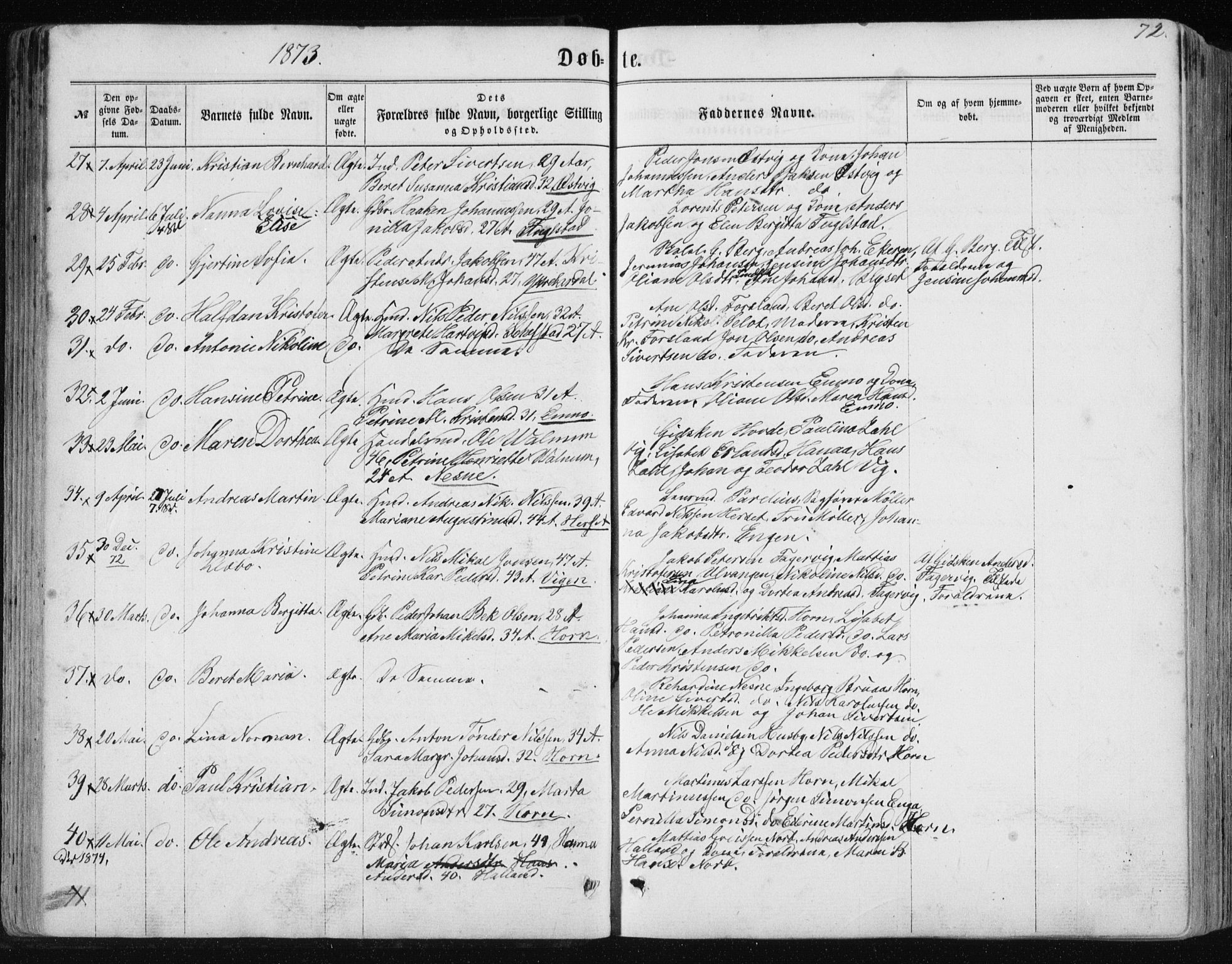 Ministerialprotokoller, klokkerbøker og fødselsregistre - Nordland, AV/SAT-A-1459/838/L0556: Klokkerbok nr. 838C03, 1861-1893, s. 72