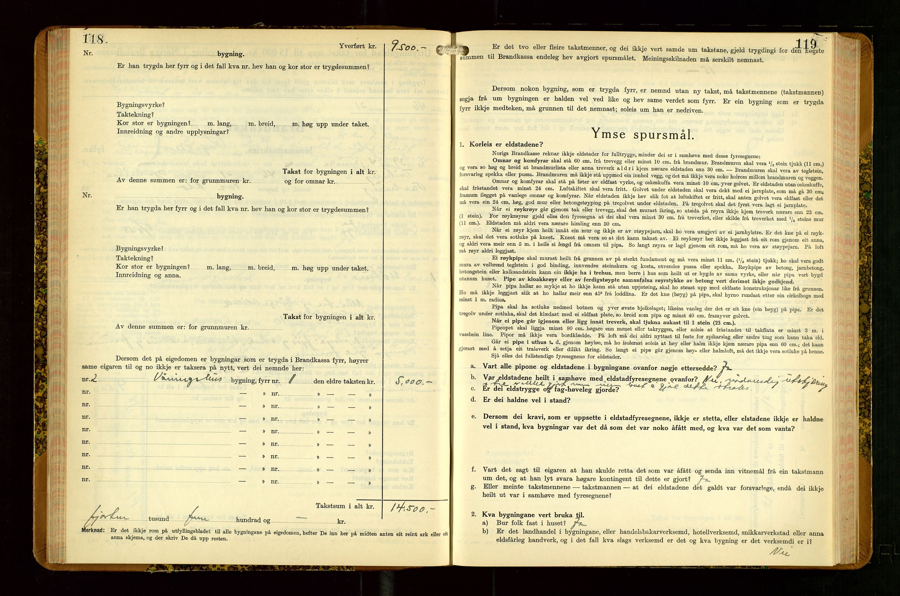 Hå lensmannskontor, AV/SAST-A-100456/Goa/L0007: Takstprotokoll (skjema), 1938-1949, s. 118-119