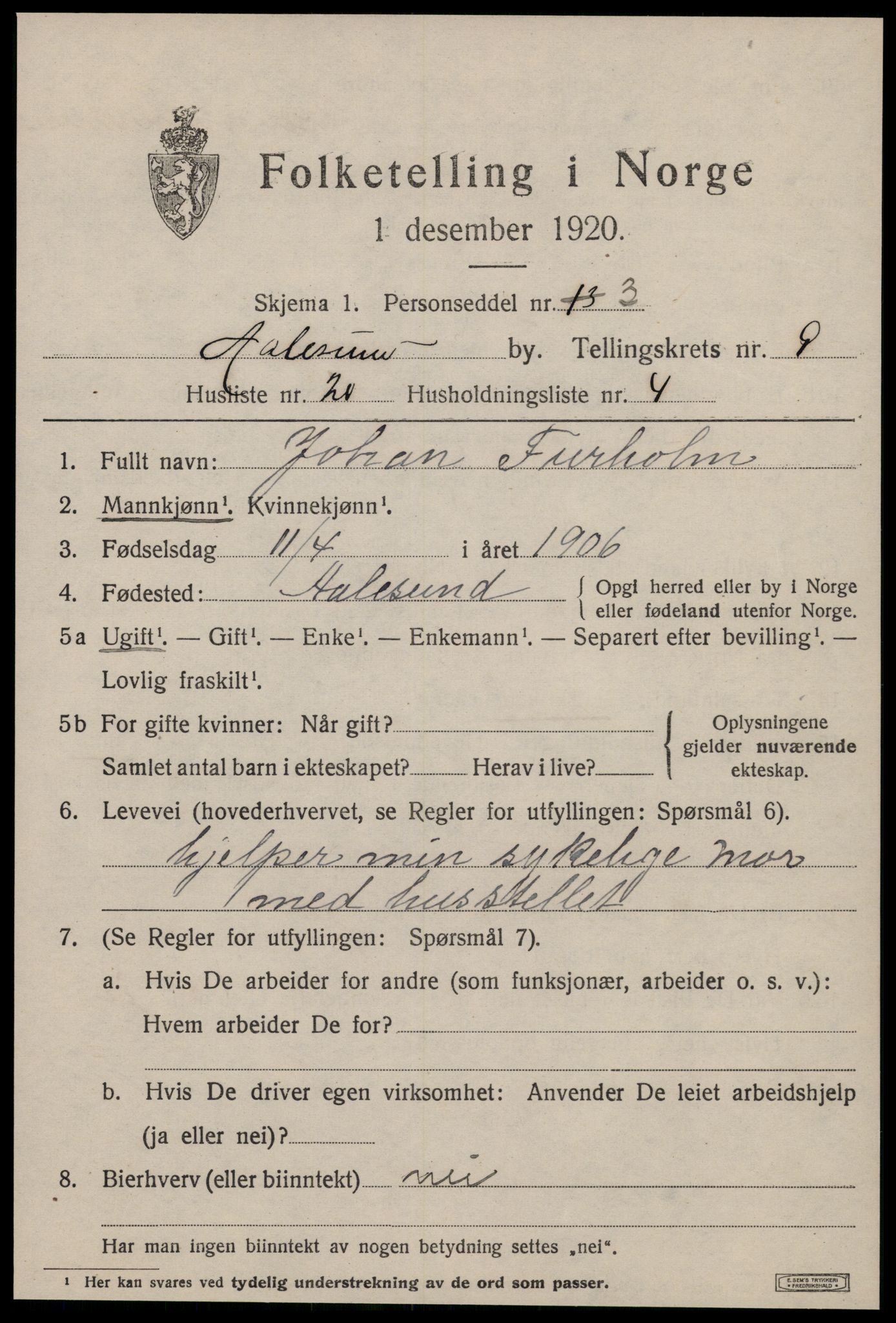 SAT, Folketelling 1920 for 1501 Ålesund kjøpstad, 1920, s. 23290