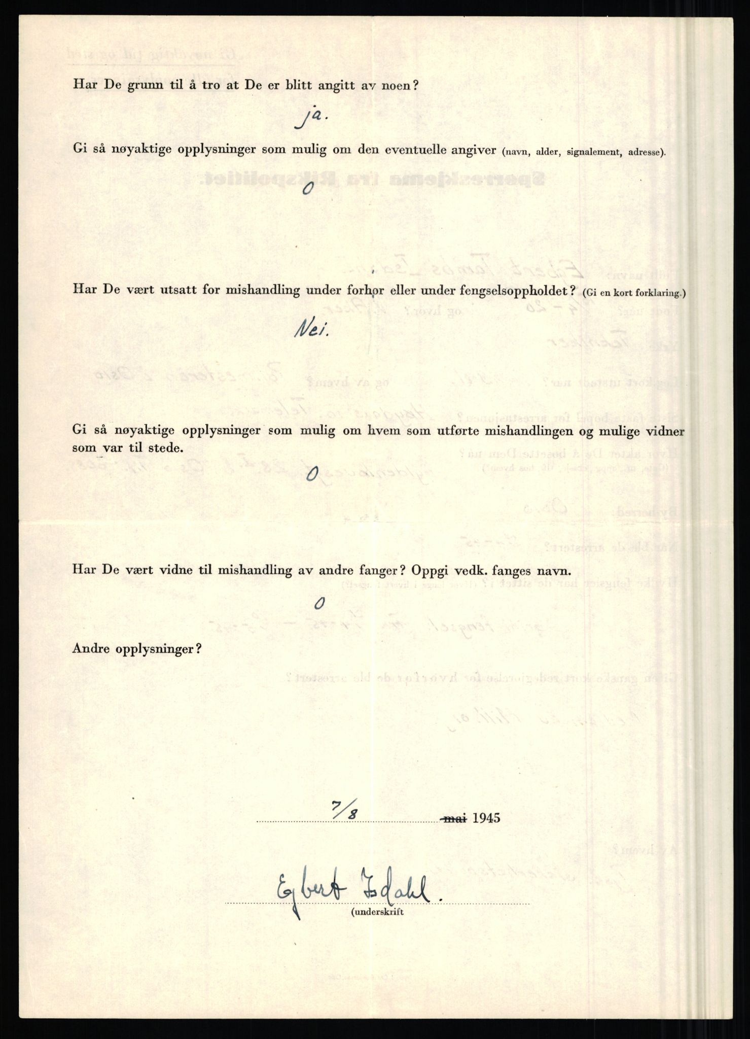 Rikspolitisjefen, AV/RA-S-1560/L/L0007: Heen, Erik C. - Iversen, Trygve, 1940-1945, s. 1214