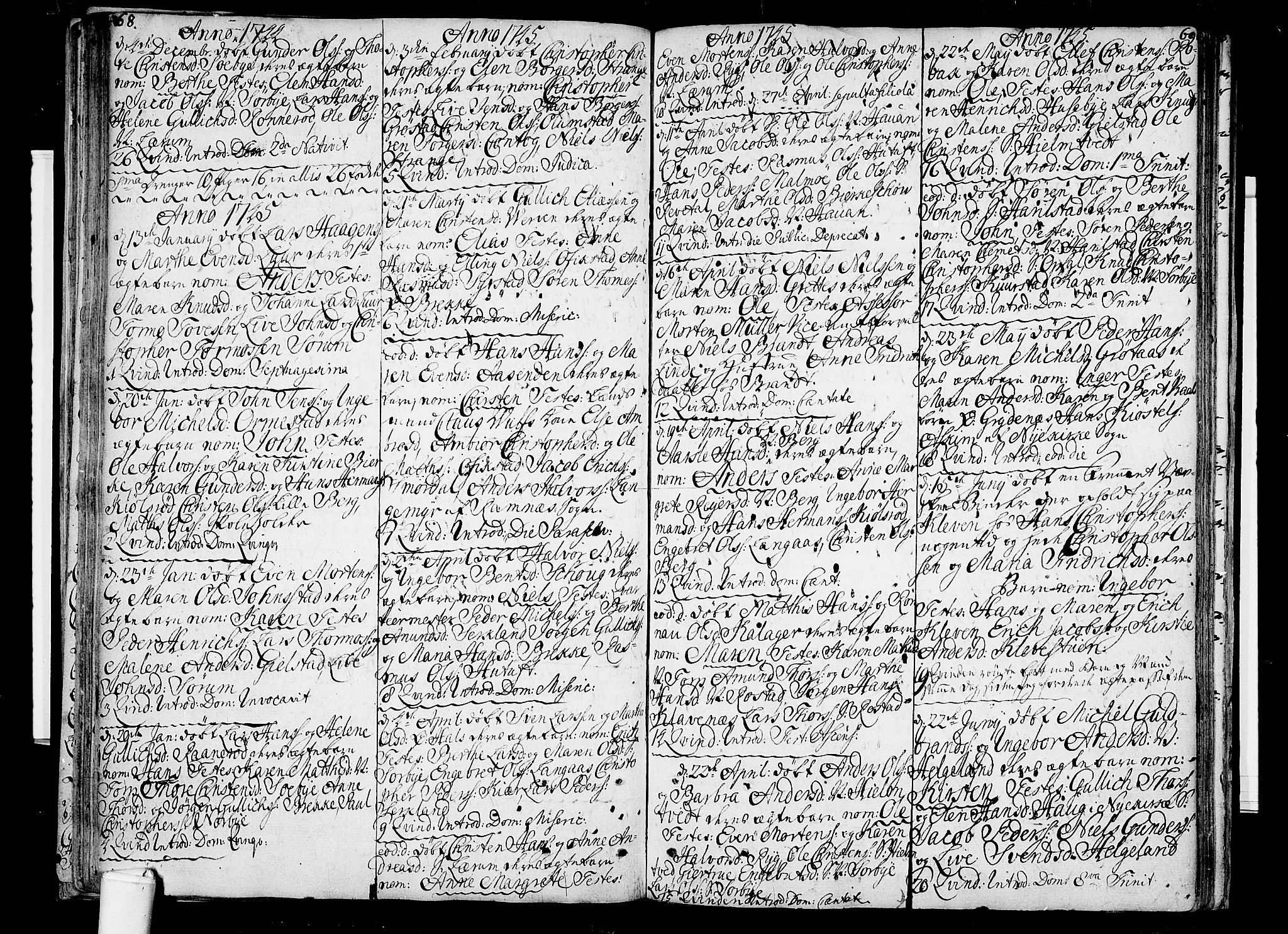 Våle kirkebøker, AV/SAKO-A-334/F/Fa/L0003: Ministerialbok nr. I 3, 1732-1773, s. 68-69
