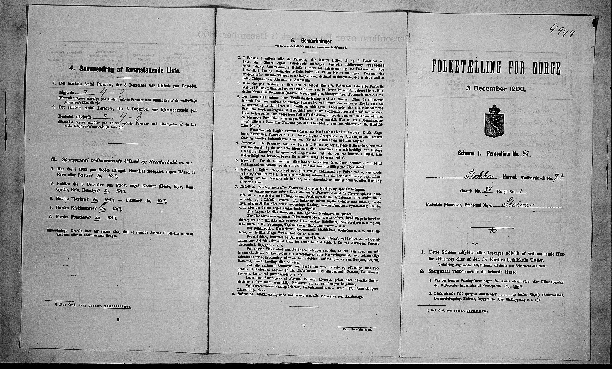 RA, Folketelling 1900 for 0720 Stokke herred, 1900, s. 1264