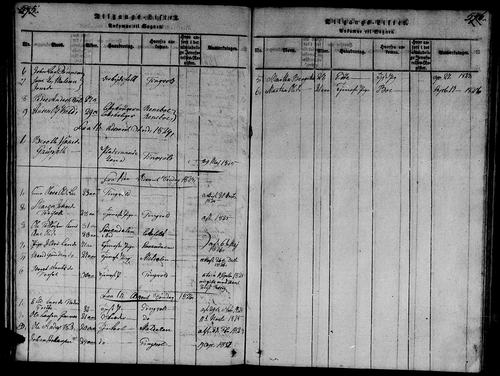 Ministerialprotokoller, klokkerbøker og fødselsregistre - Møre og Romsdal, AV/SAT-A-1454/568/L0811: Klokkerbok nr. 568C01, 1819-1828, s. 595-596