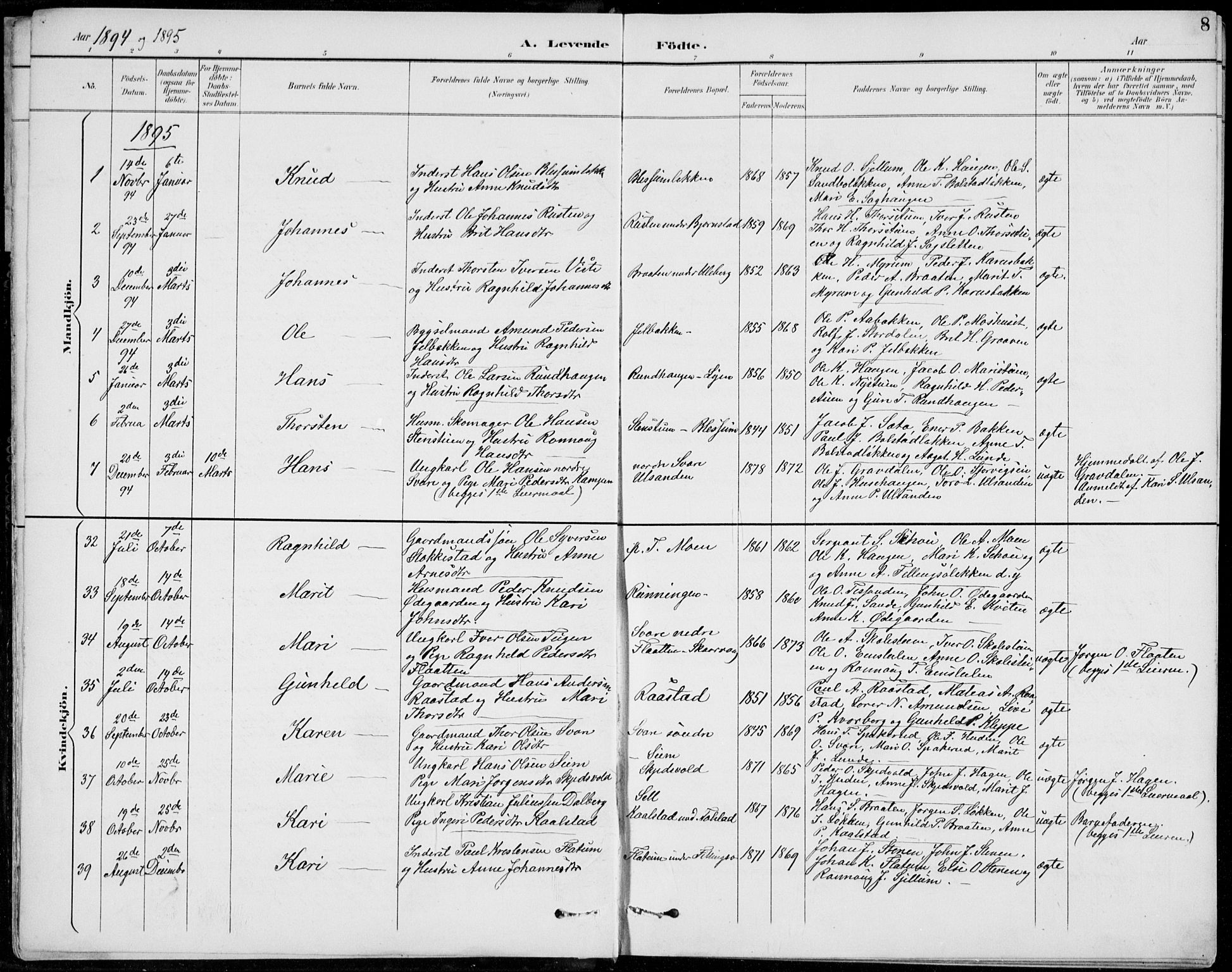 Vågå prestekontor, AV/SAH-PREST-076/H/Ha/Hab/L0002: Klokkerbok nr. 2, 1894-1939, s. 8