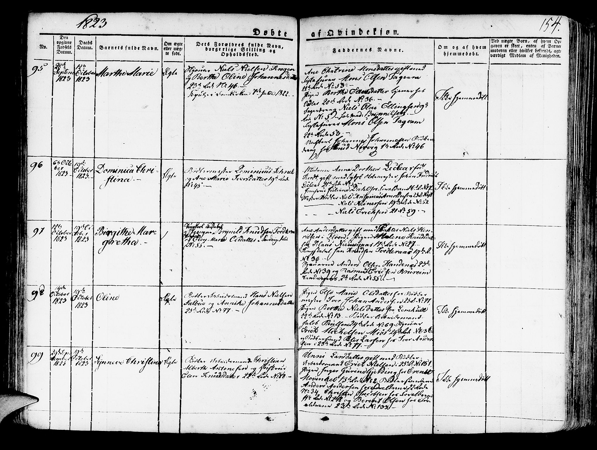 Korskirken sokneprestembete, AV/SAB-A-76101/H/Haa/L0014: Ministerialbok nr. A 14, 1823-1835, s. 154