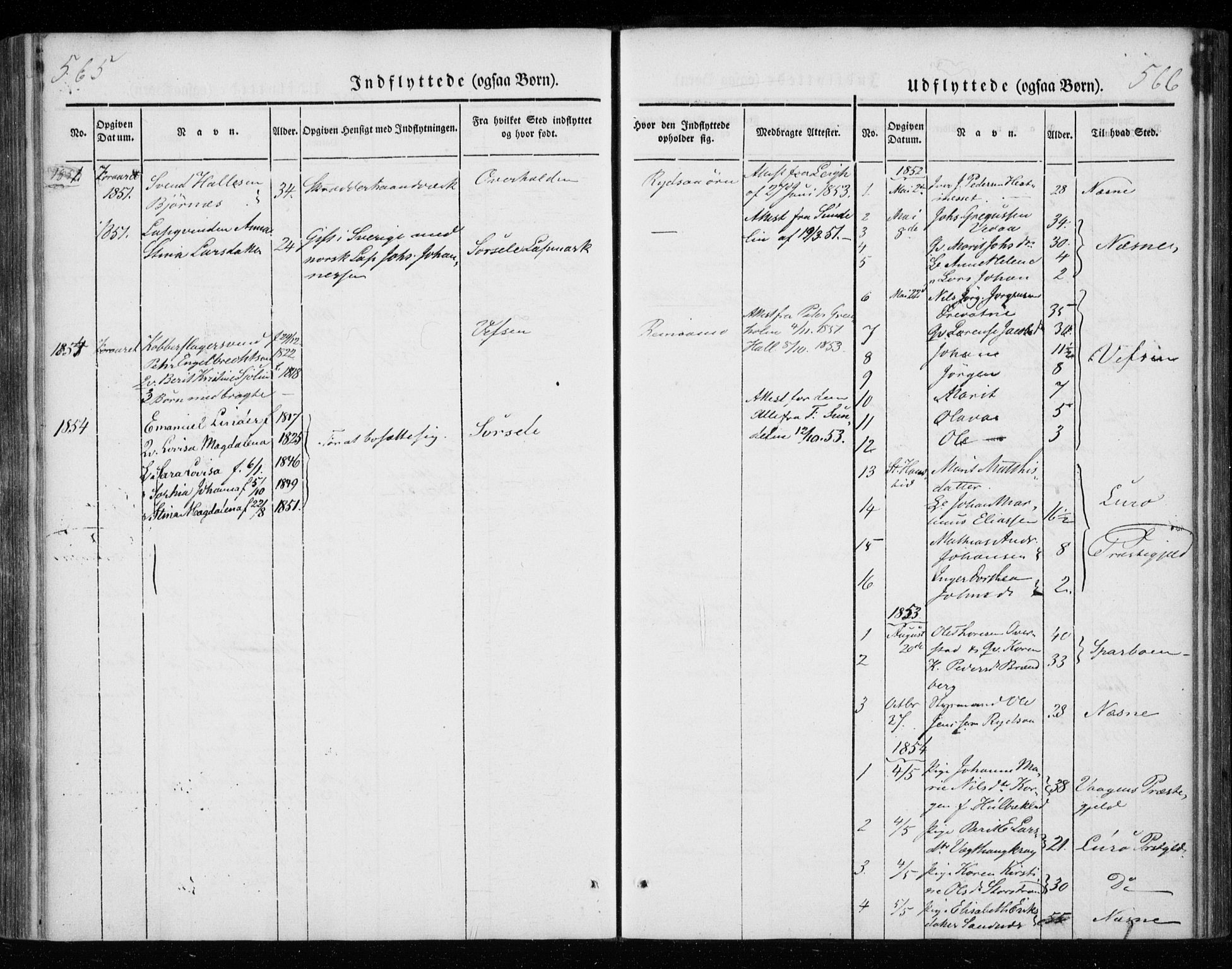 Ministerialprotokoller, klokkerbøker og fødselsregistre - Nordland, AV/SAT-A-1459/825/L0355: Ministerialbok nr. 825A09, 1842-1863, s. 565-566