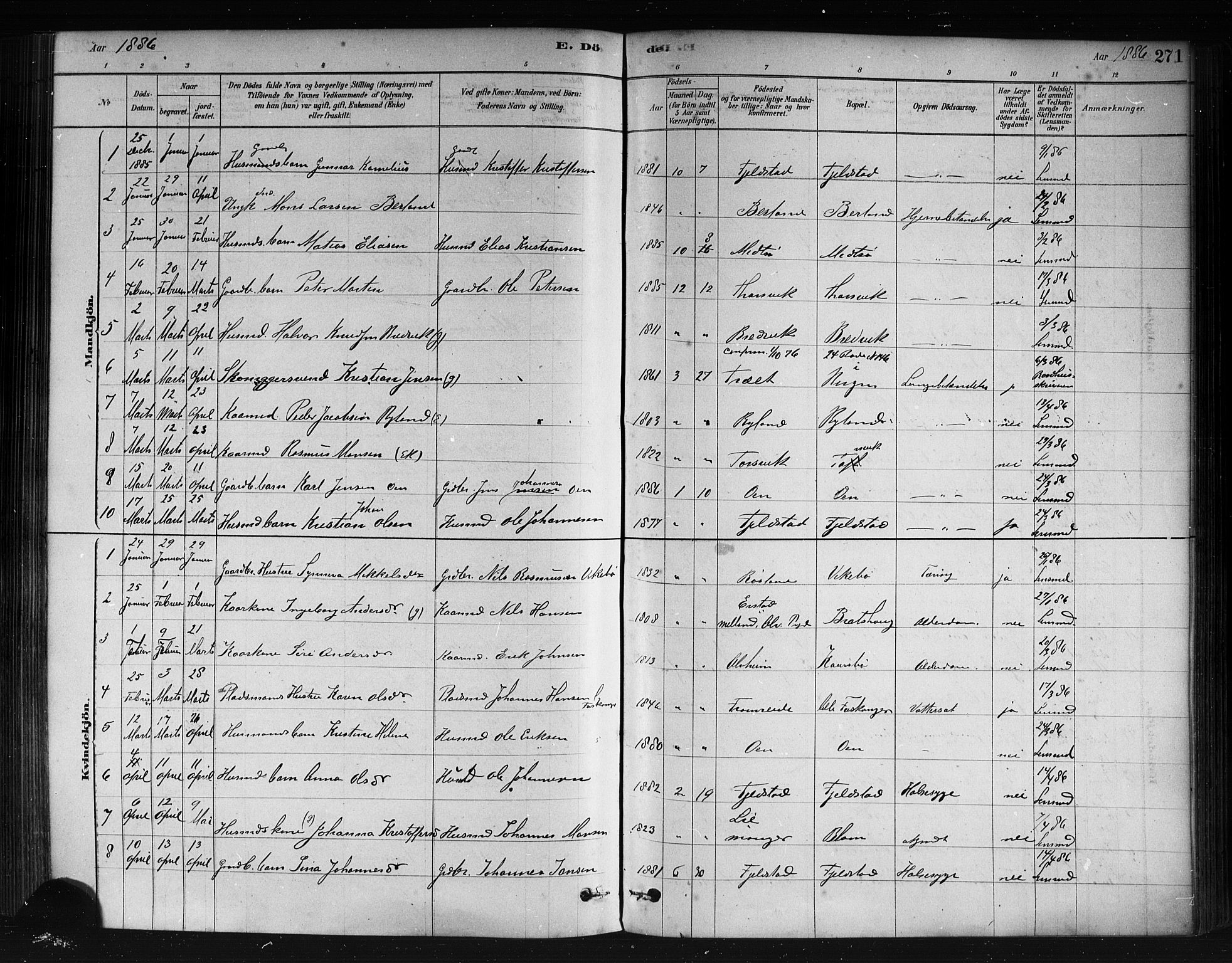 Herdla Sokneprestembete, AV/SAB-A-75701/H/Haa: Ministerialbok nr. A 3, 1878-1890, s. 271