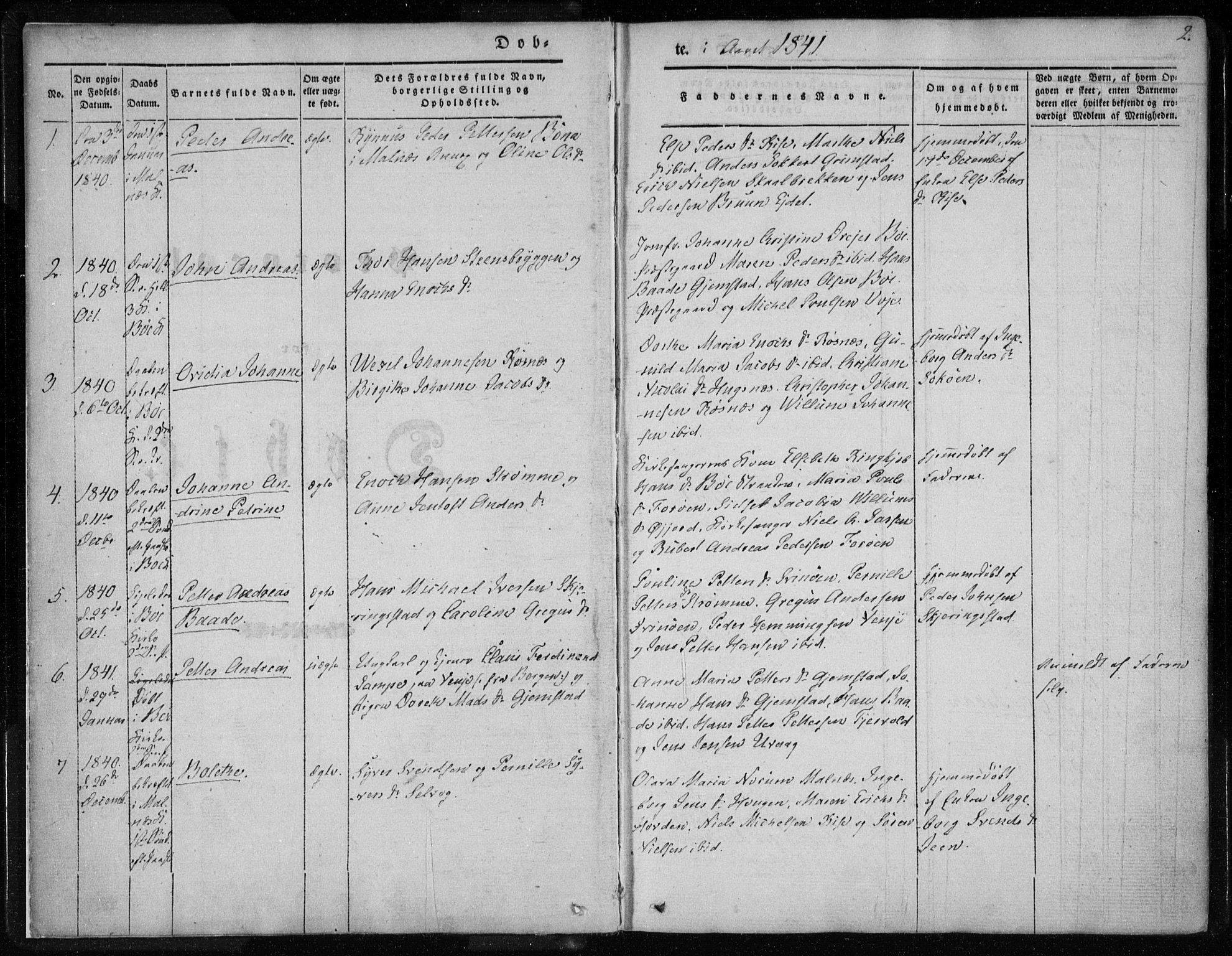 Ministerialprotokoller, klokkerbøker og fødselsregistre - Nordland, AV/SAT-A-1459/891/L1299: Ministerialbok nr. 891A04, 1841-1856, s. 2