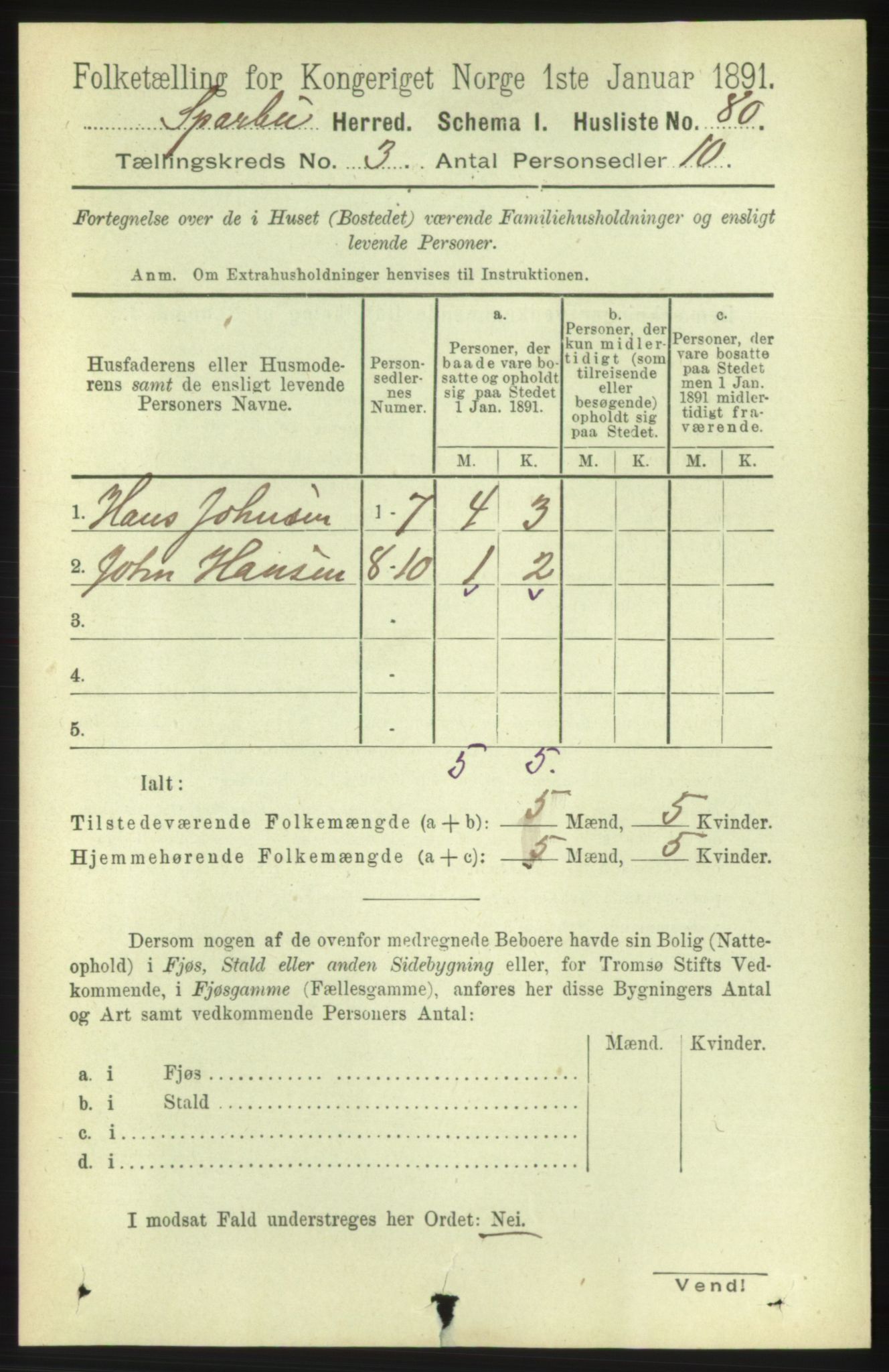 RA, Folketelling 1891 for 1731 Sparbu herred, 1891, s. 876