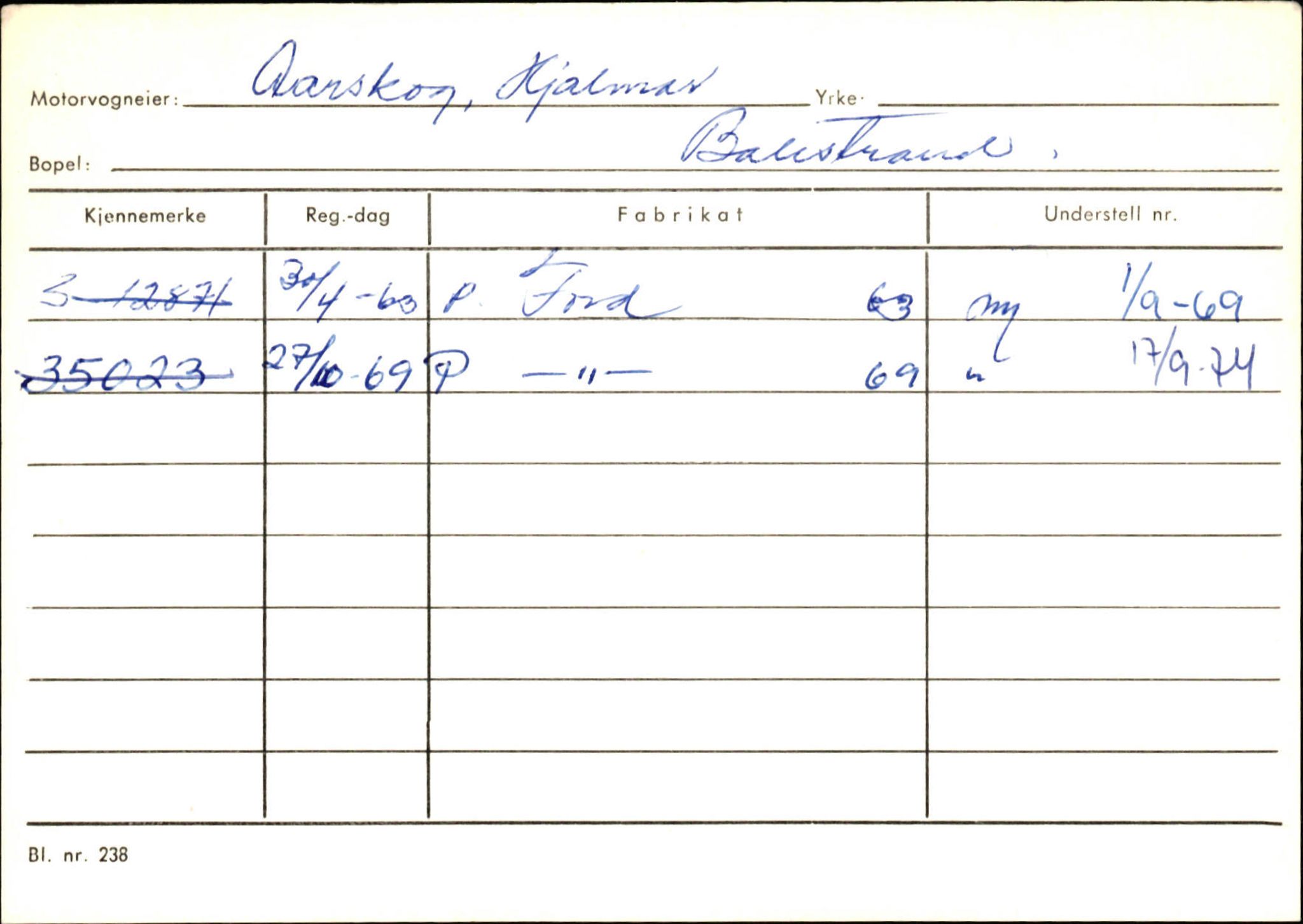 Statens vegvesen, Sogn og Fjordane vegkontor, AV/SAB-A-5301/4/F/L0132: Eigarregister Askvoll A-Å. Balestrand A-Å, 1945-1975, s. 2547