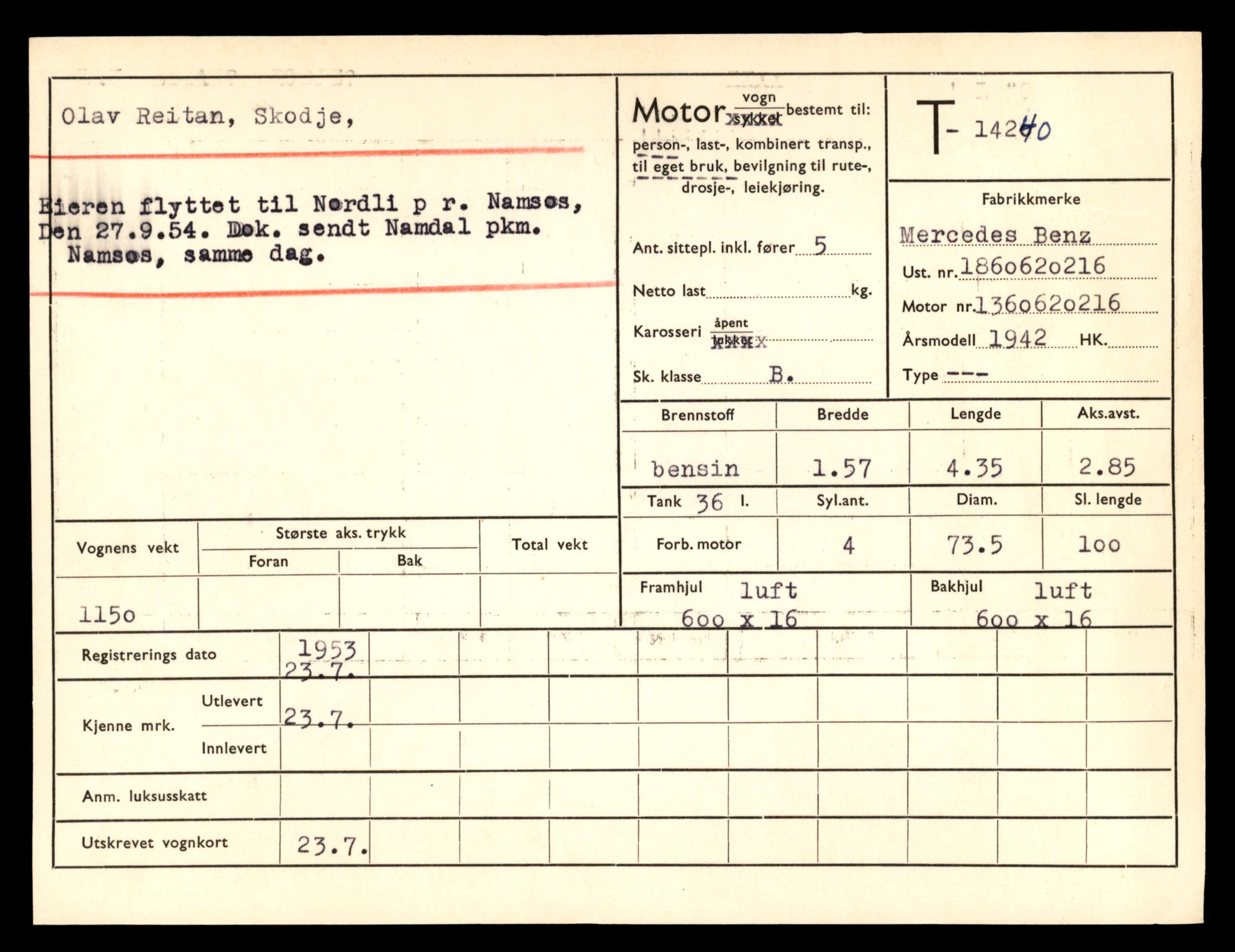 Møre og Romsdal vegkontor - Ålesund trafikkstasjon, AV/SAT-A-4099/F/Fe/L0044: Registreringskort for kjøretøy T 14205 - T 14319, 1927-1998, s. 1052
