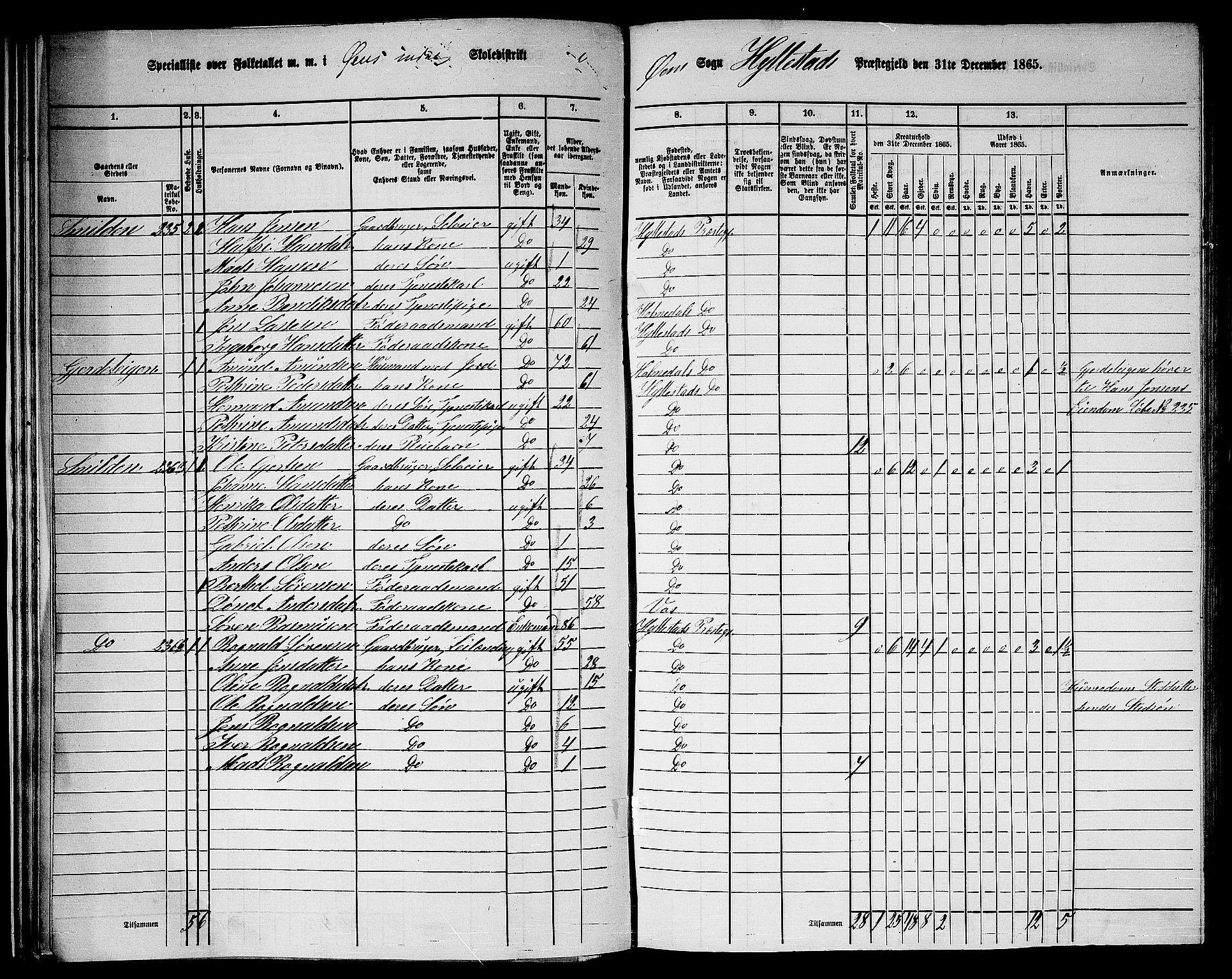 RA, Folketelling 1865 for 1413P Hyllestad prestegjeld, 1865, s. 44
