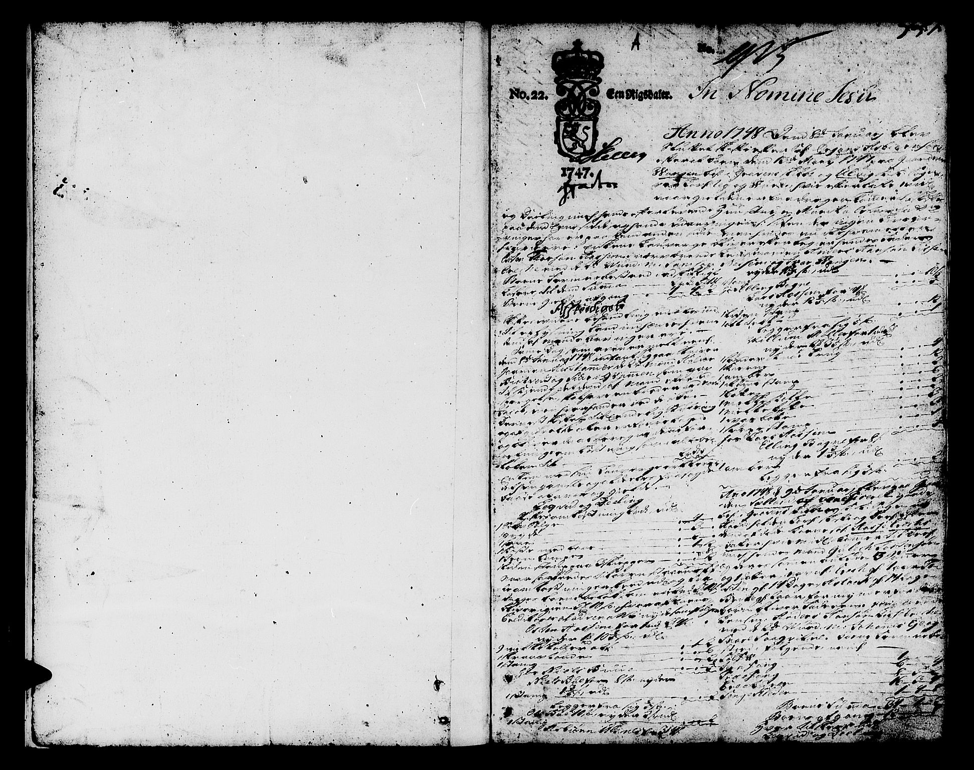 Hardanger og Voss sorenskriveri, SAB/A-2501/4/4A/4Ac/L0006: Skifterettsprotokoll for sorenskriveriet, 1748-1757, s. 1b-2a