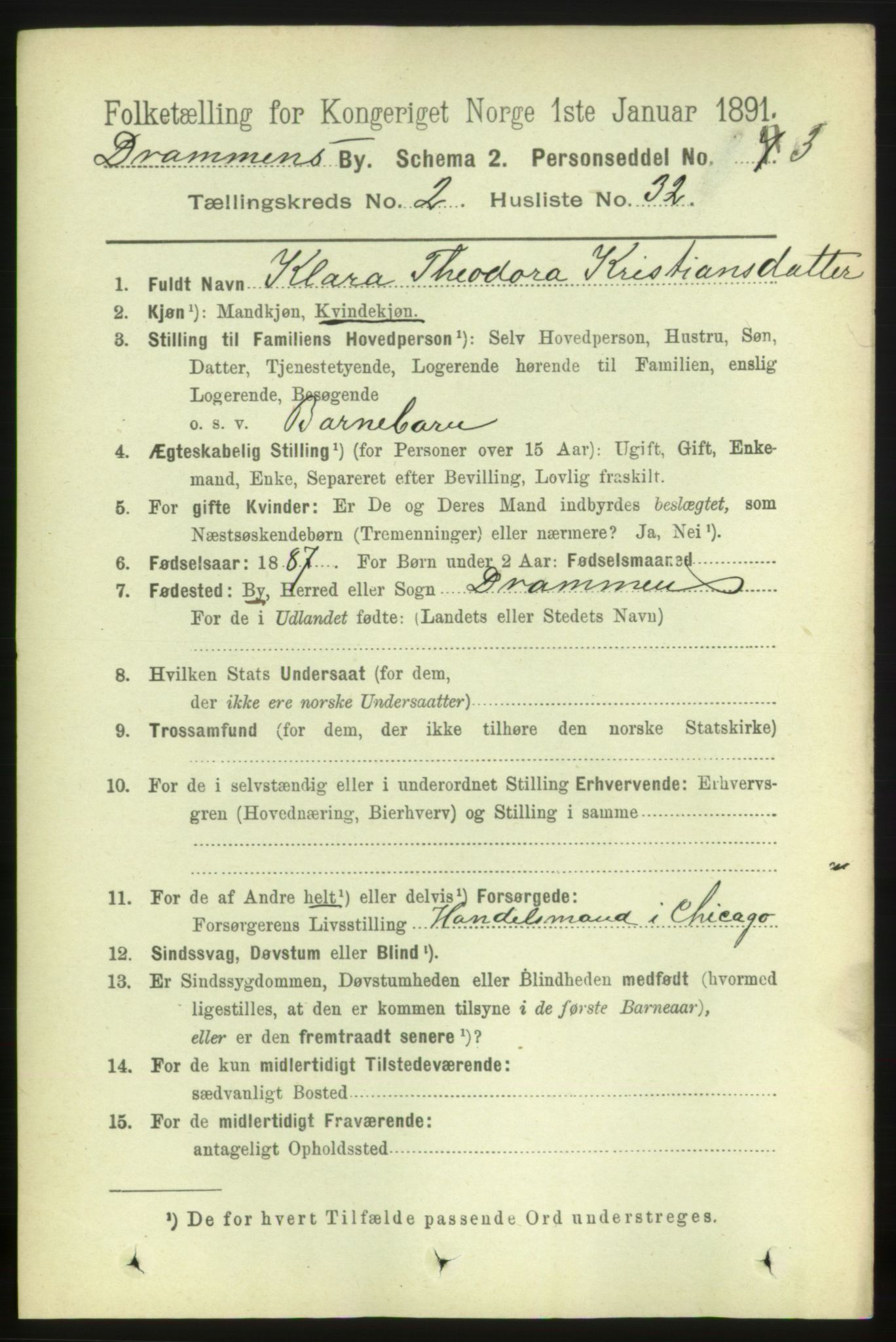 RA, Folketelling 1891 for 0602 Drammen kjøpstad, 1891, s. 4638