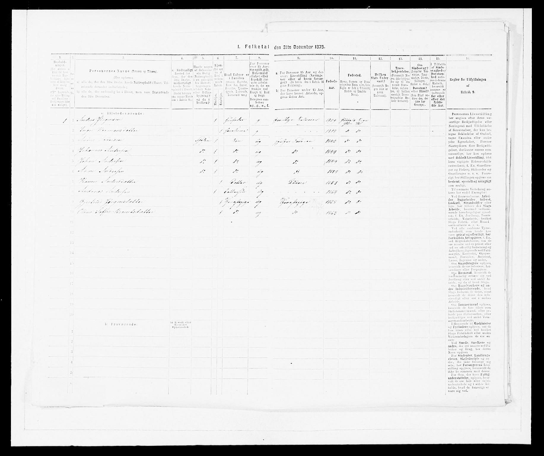 SAB, Folketelling 1875 for 1429P Ytre Holmedal prestegjeld, 1875, s. 1235