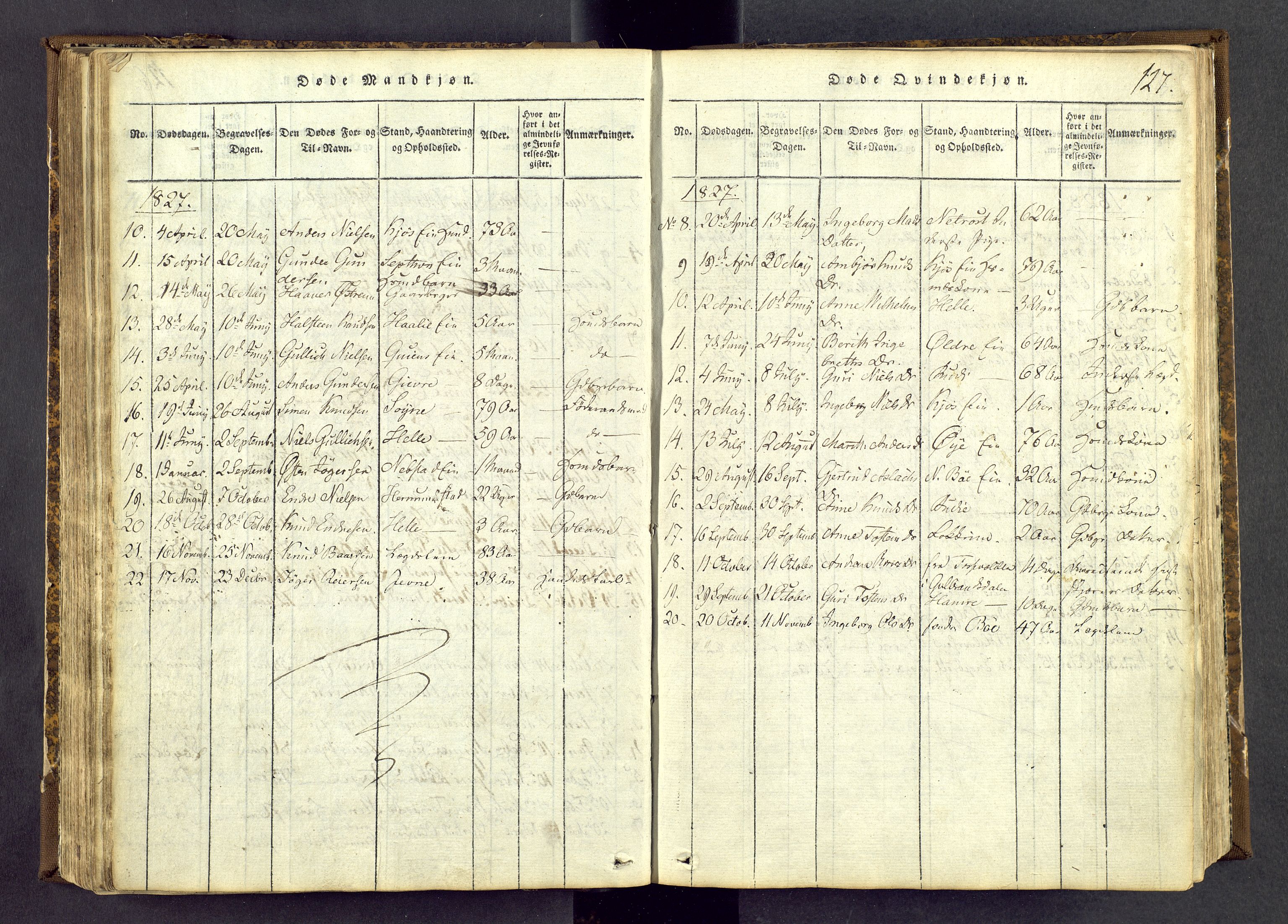 Vang prestekontor, Valdres, SAH/PREST-140/H/Ha/L0004: Ministerialbok nr. 4, 1814-1831, s. 127