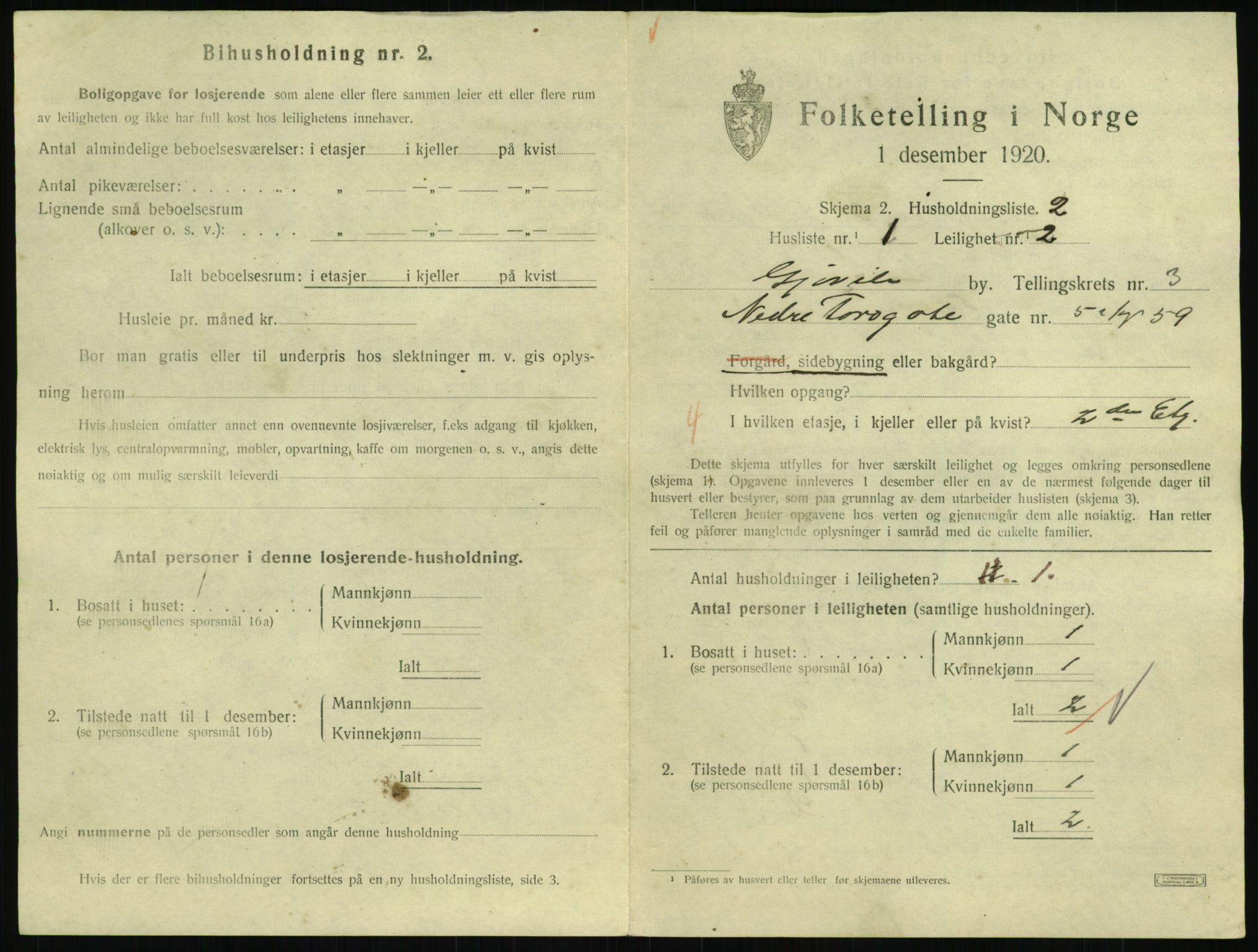 SAH, Folketelling 1920 for 0502 Gjøvik kjøpstad, 1920, s. 1334