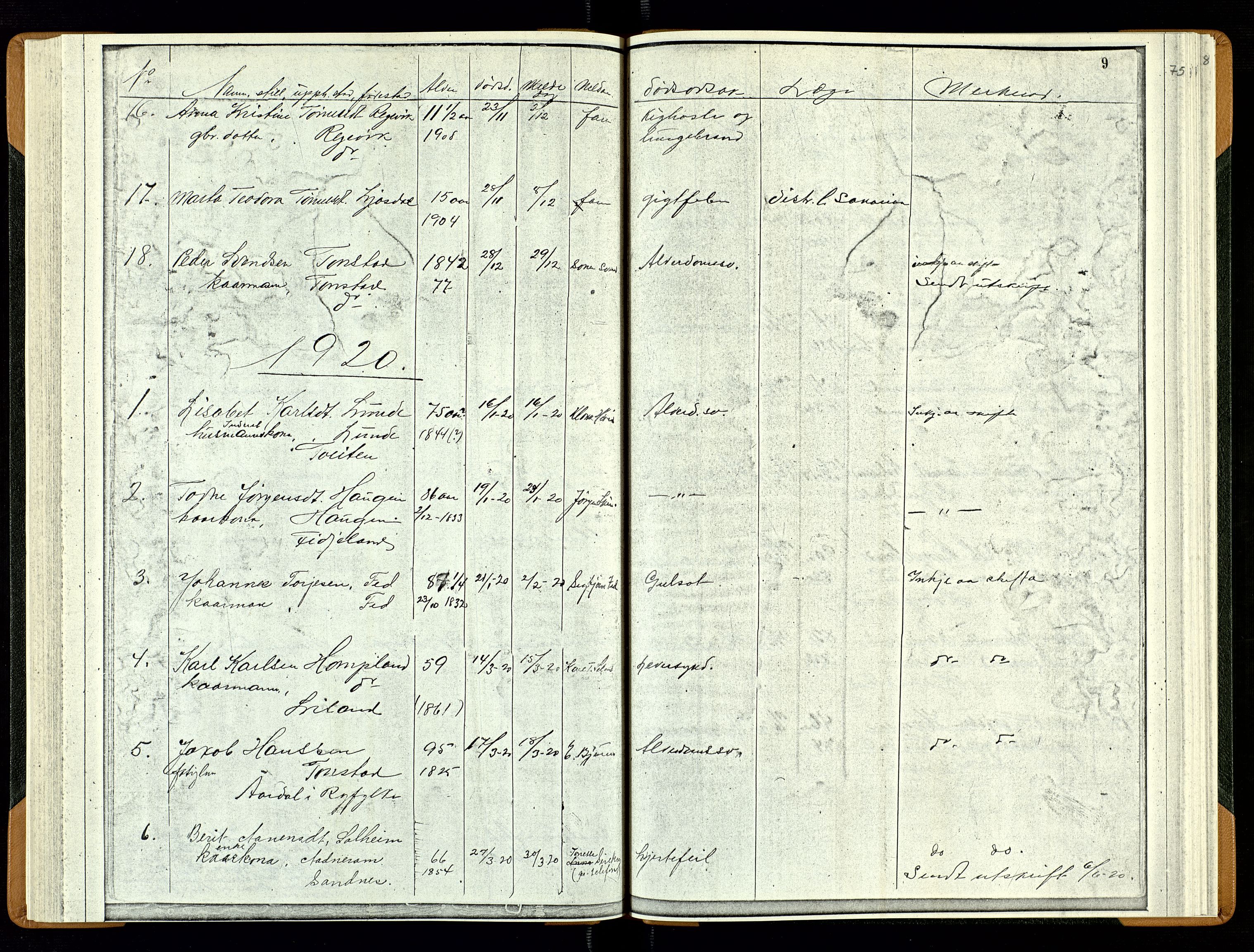 Sirdal lensmannskontor, AV/SAK-1241-0039/F/Fe/L0001: Fortegnelse anmeldte dødsfall nr 27a, 1863-1934, s. 75