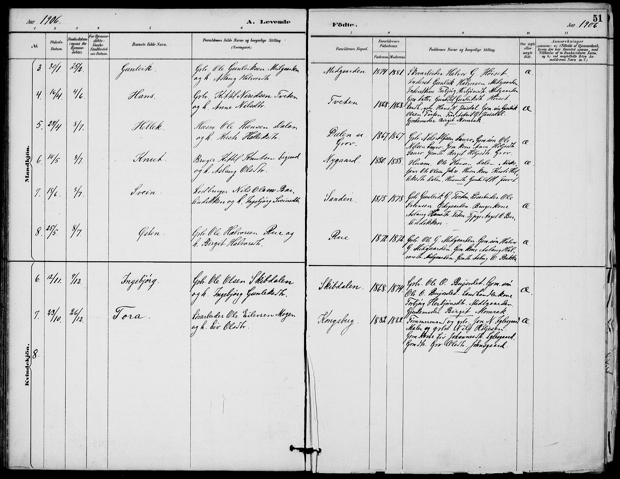 Gransherad kirkebøker, AV/SAKO-A-267/F/Fb/L0005: Ministerialbok nr. II 5, 1887-1916, s. 51